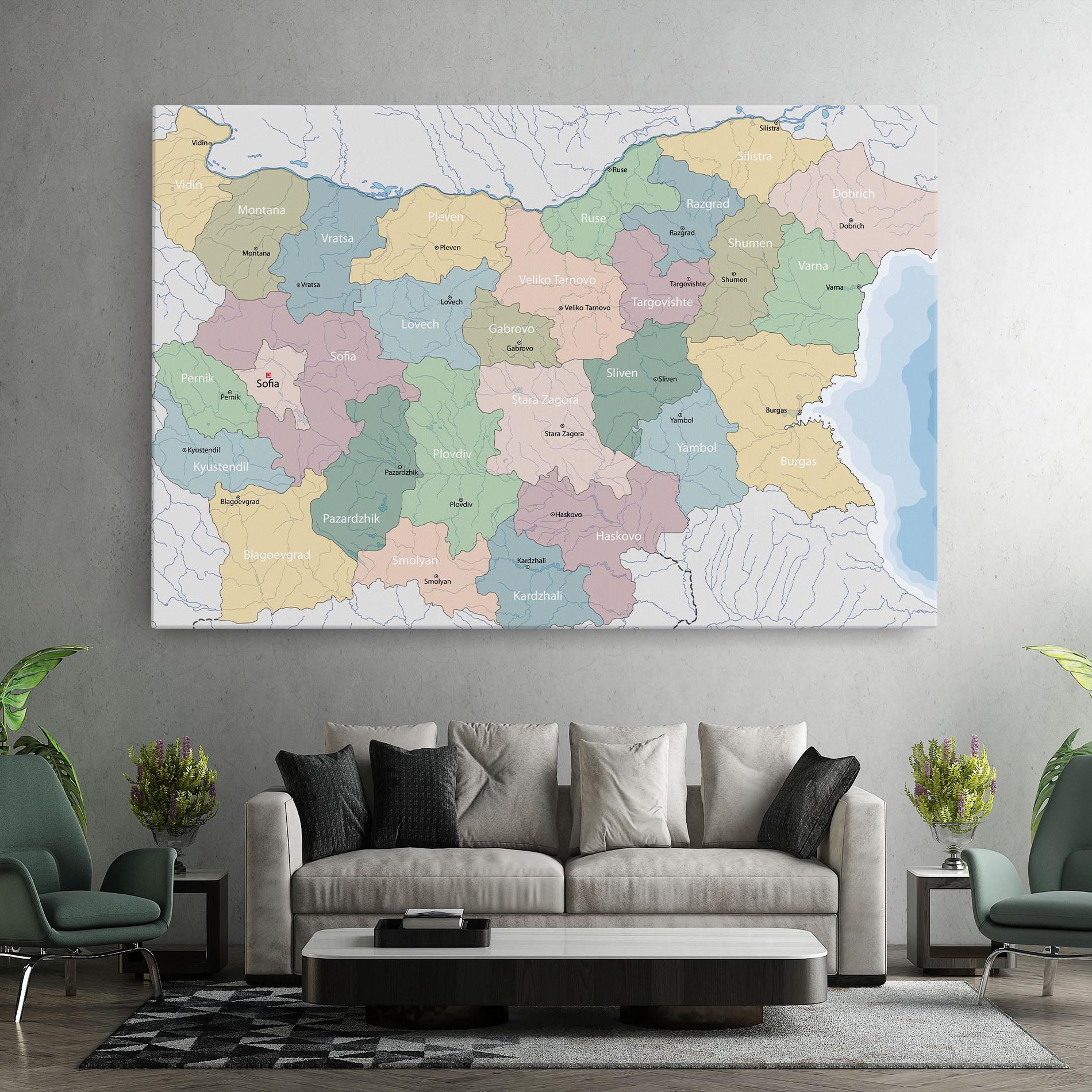 Vászonkép Bulgaria Map mockup 7