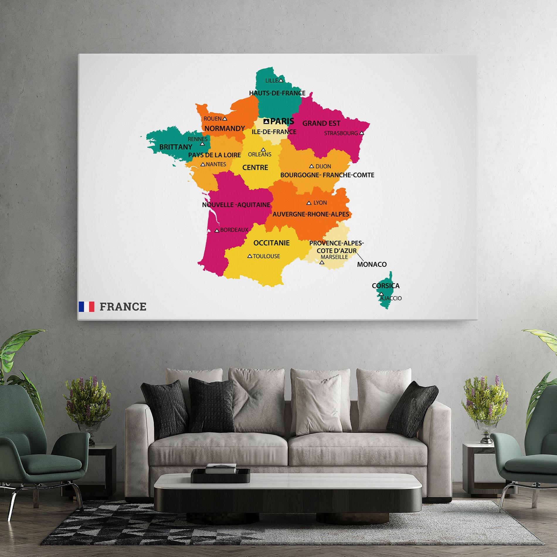 Vászonkép France Color Map mockup 7