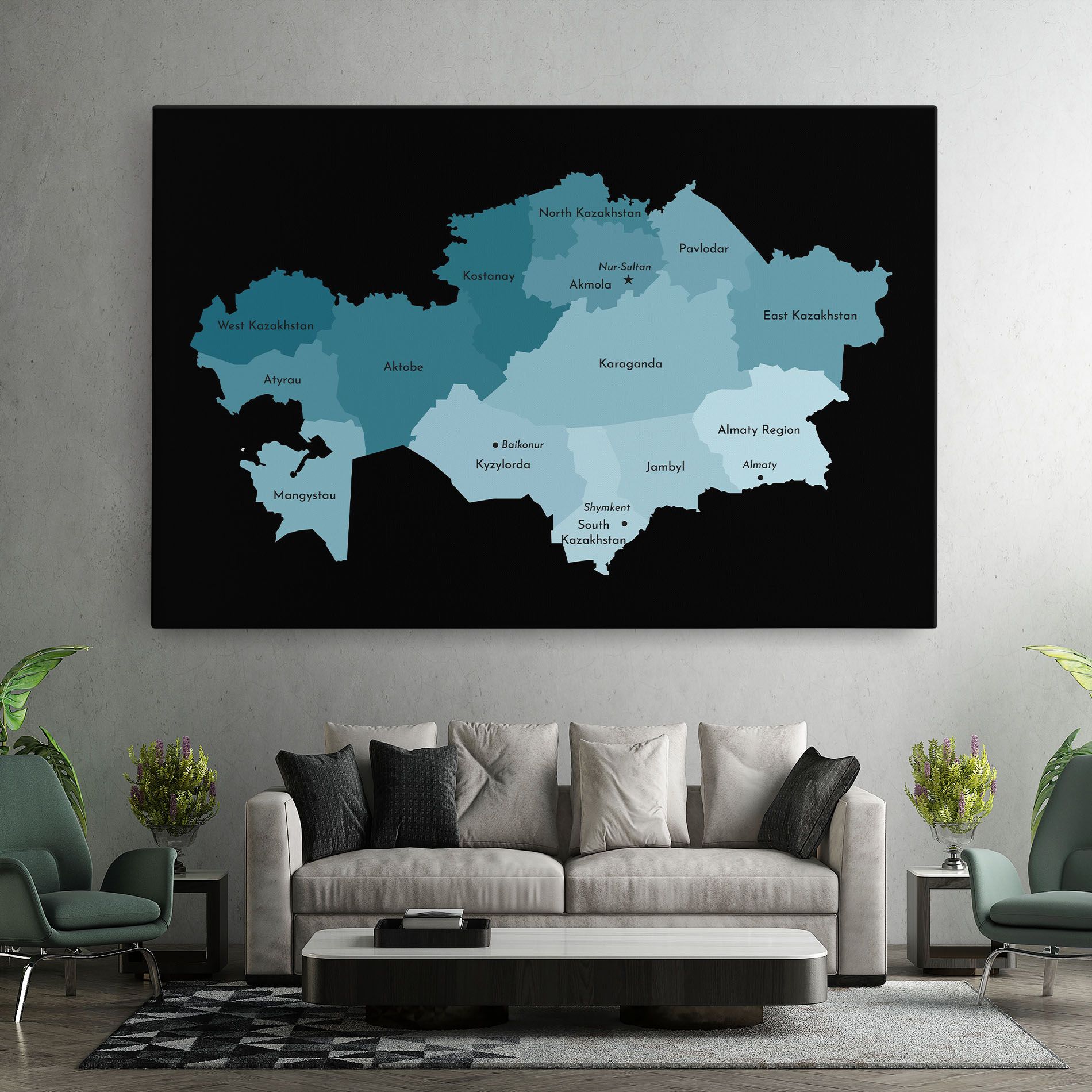 Kazahstan Blue Map mockup 7