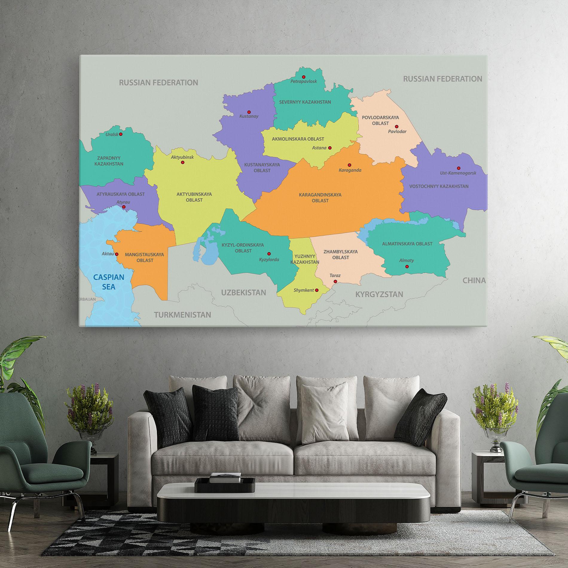 Vászonkép Kazakhstan Color Map mockup 7
