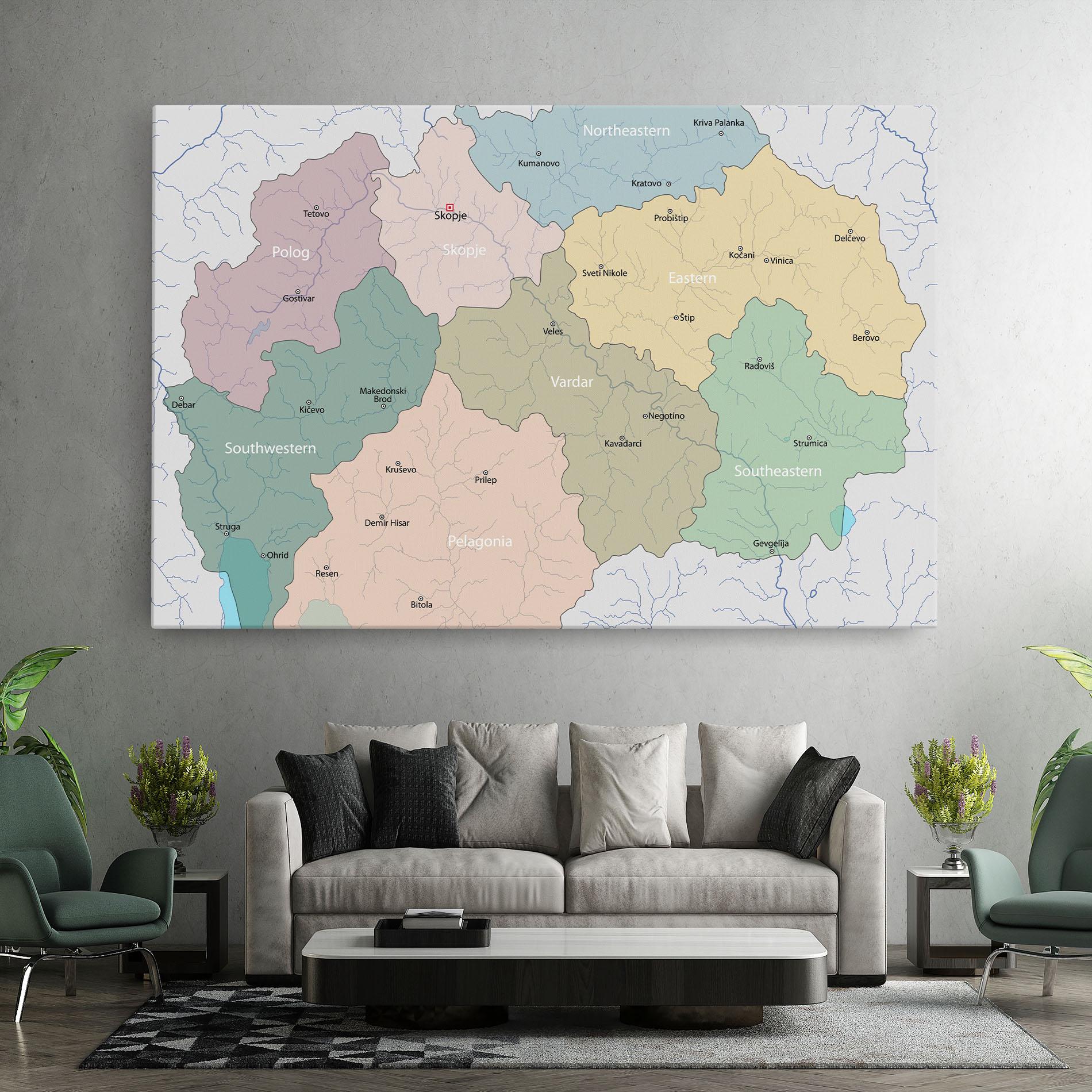 Vászonkép North Macedonia Map mockup 7