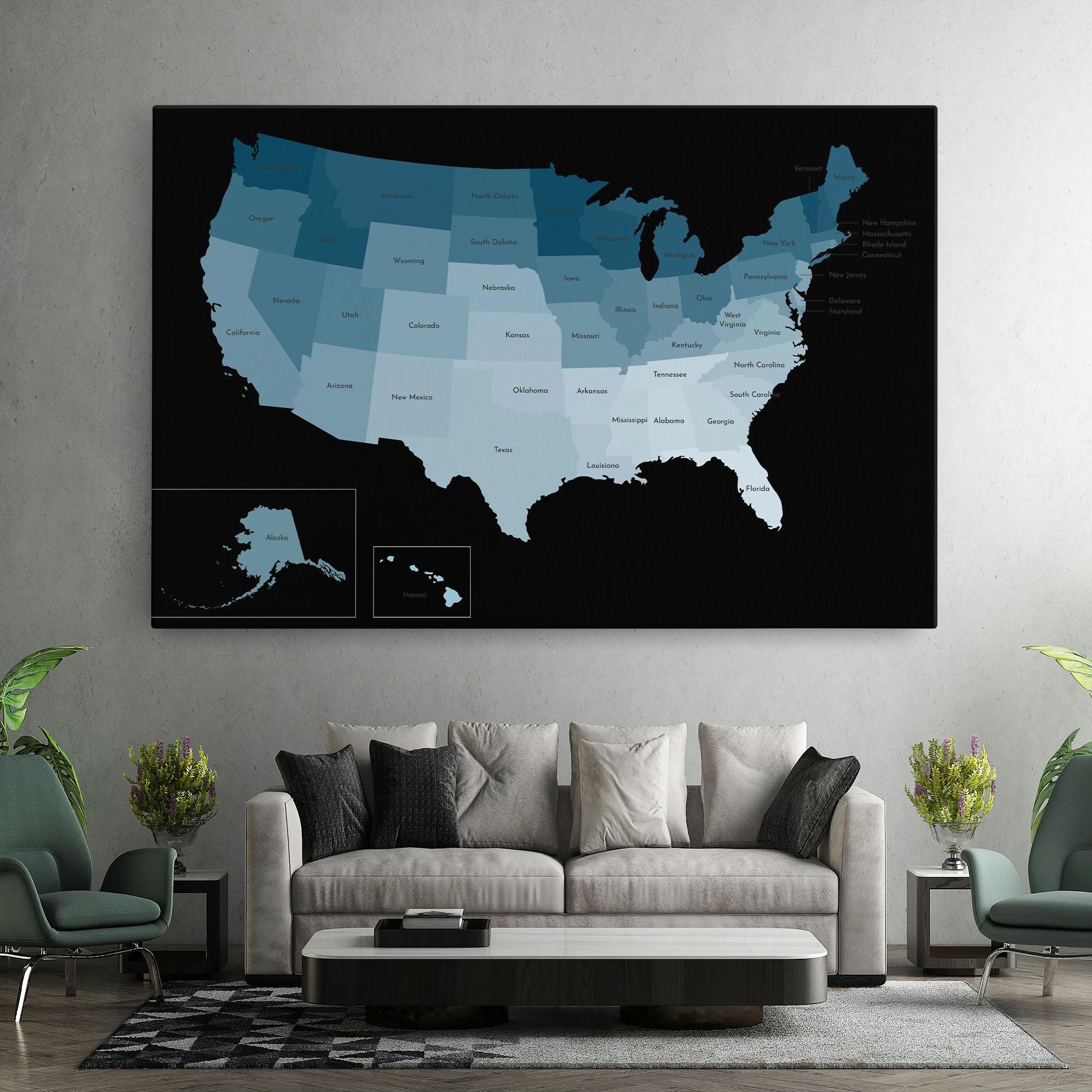 Vászonkép Sua Blue Map mockup 7