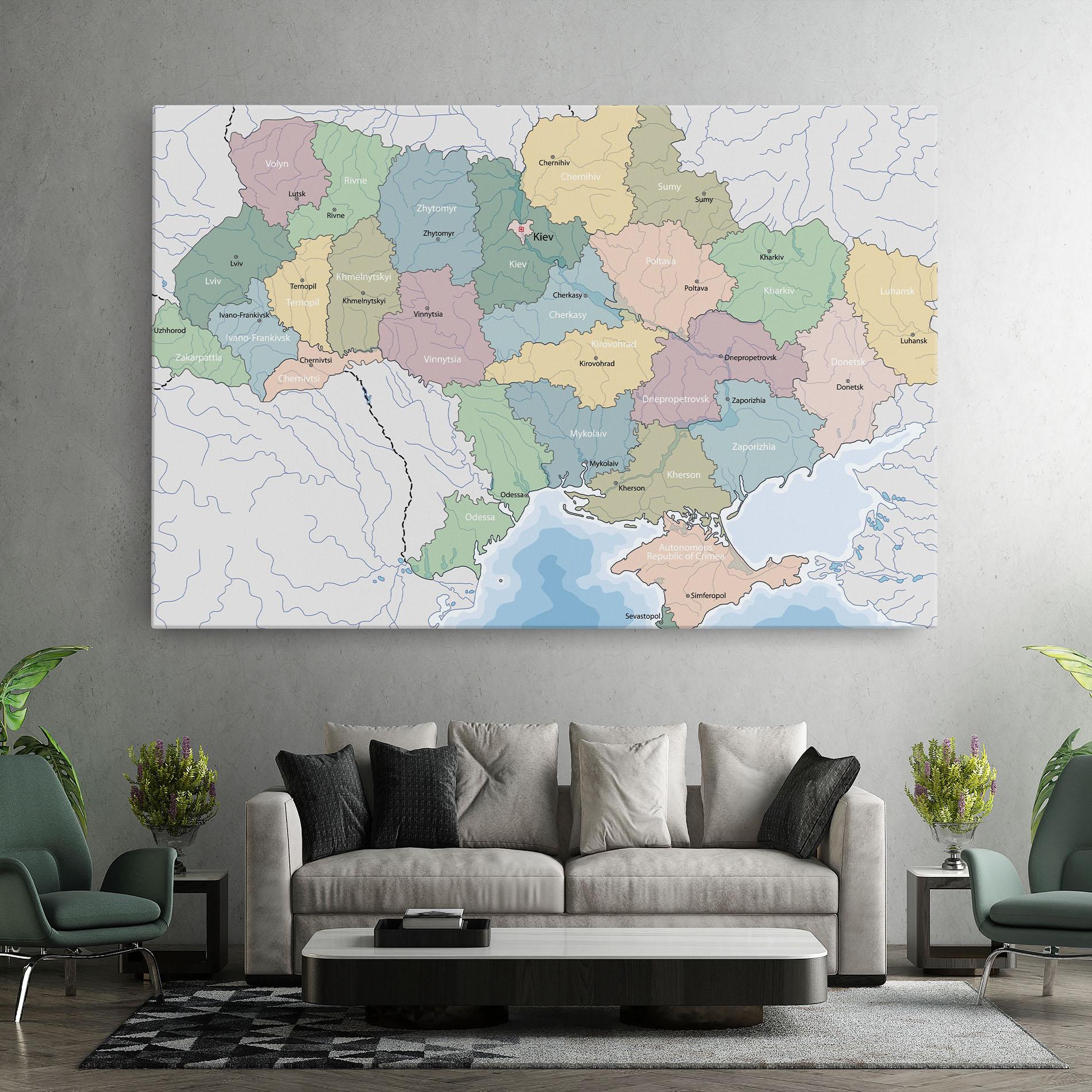 Vászonkép Ukraine Map mockup 7