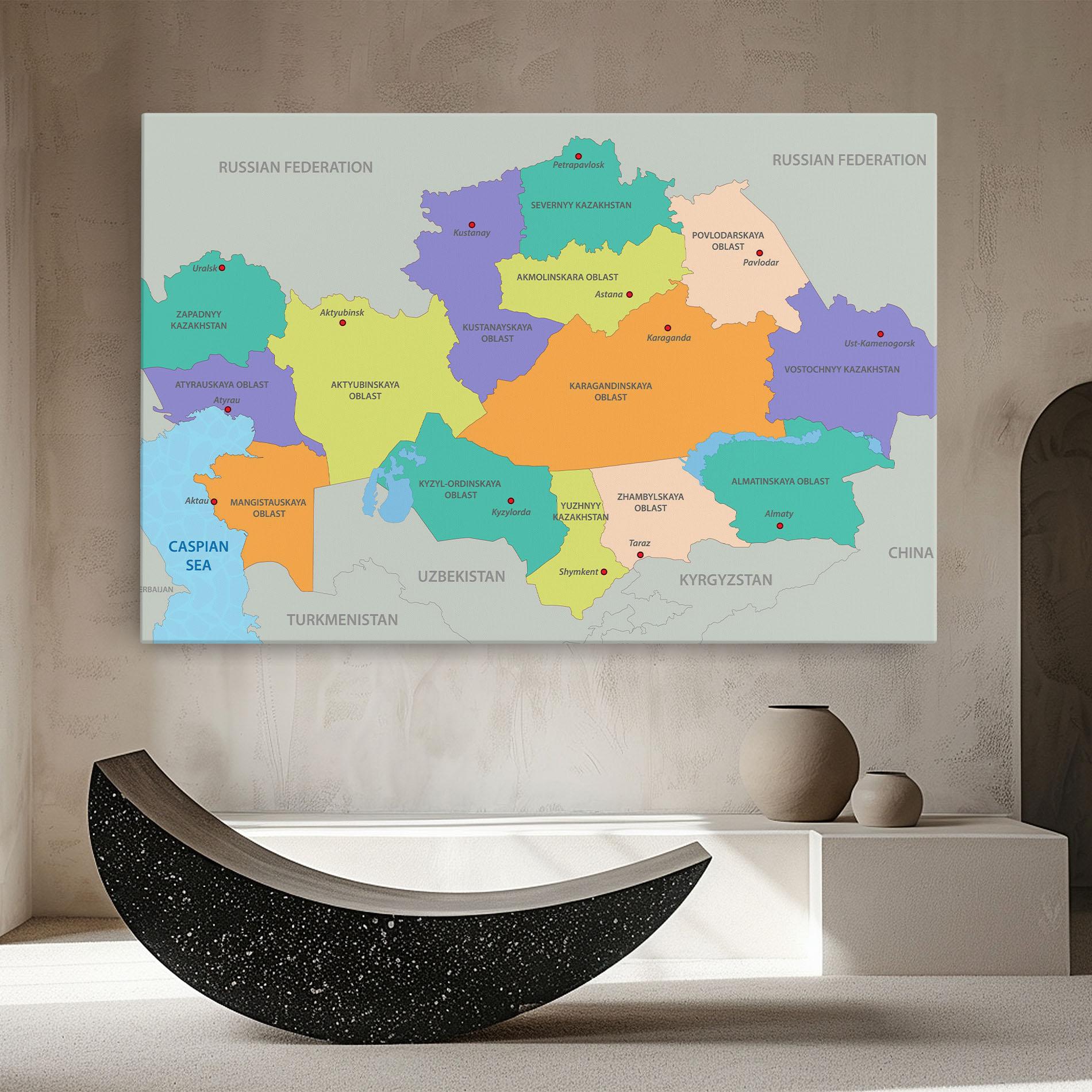 Vászonkép Kazakhstan Color Map mockup 8