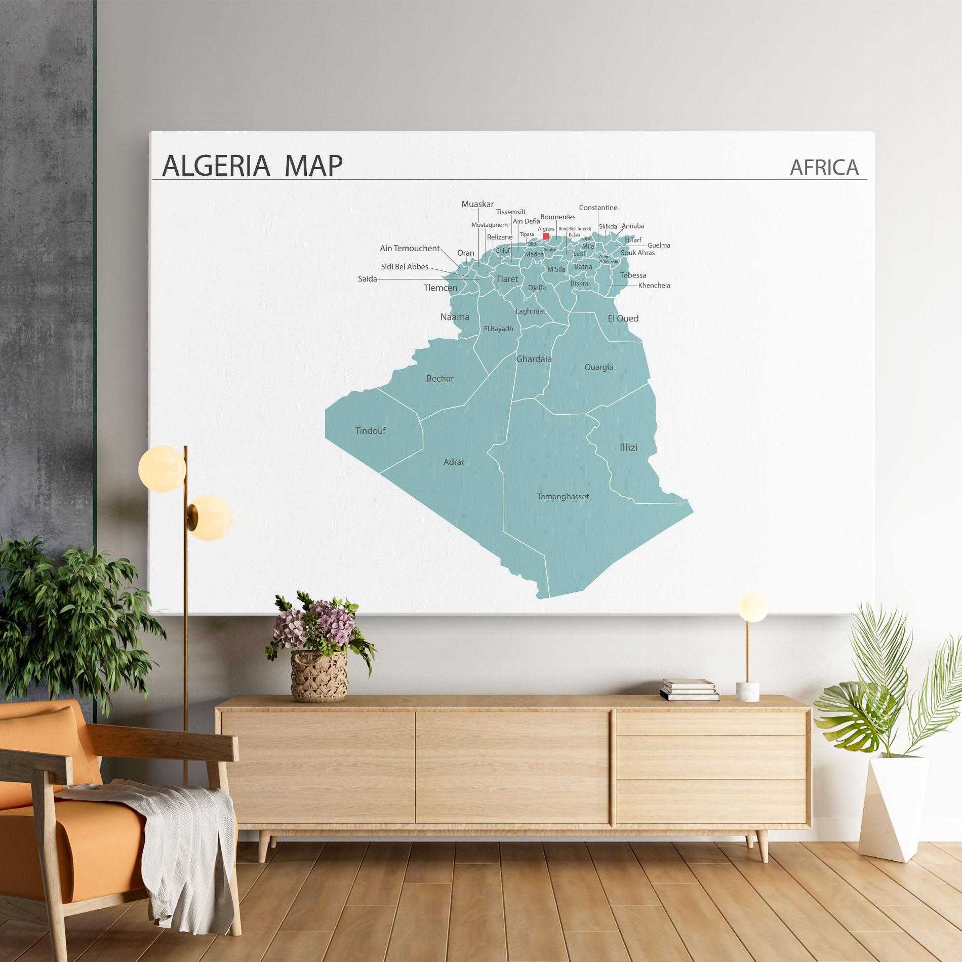 Vászonkép Algeria Map mockup 9