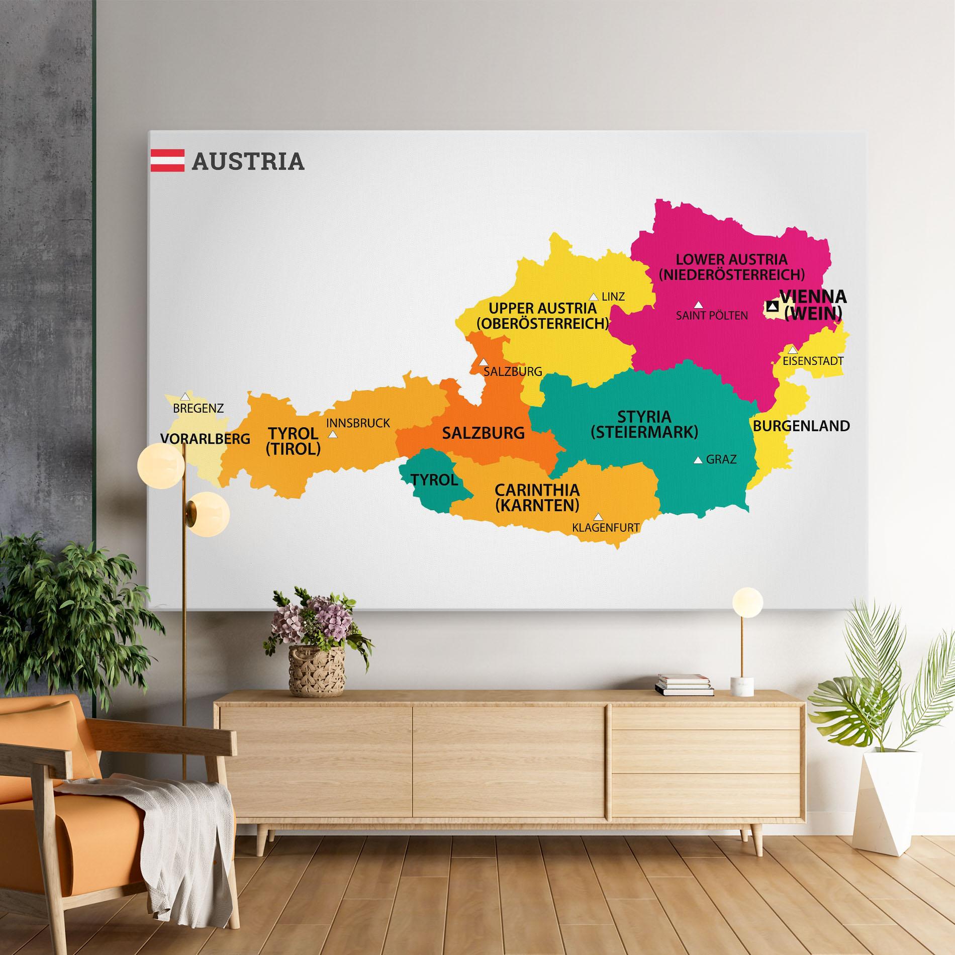 Vászonkép Austria Color Map mockup 9