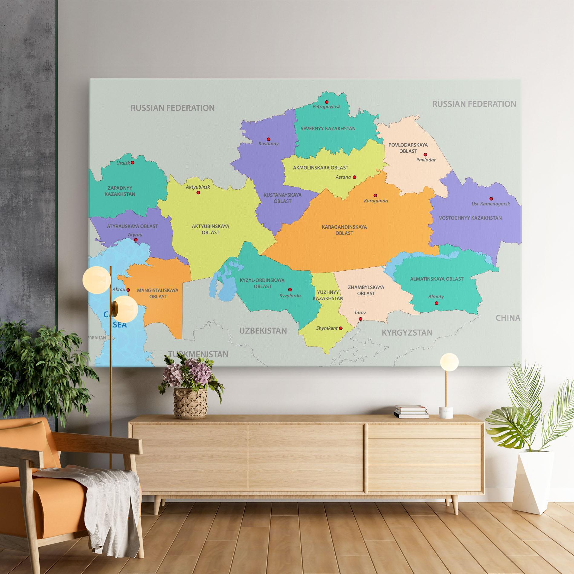 Vászonkép Kazakhstan Color Map mockup 9
