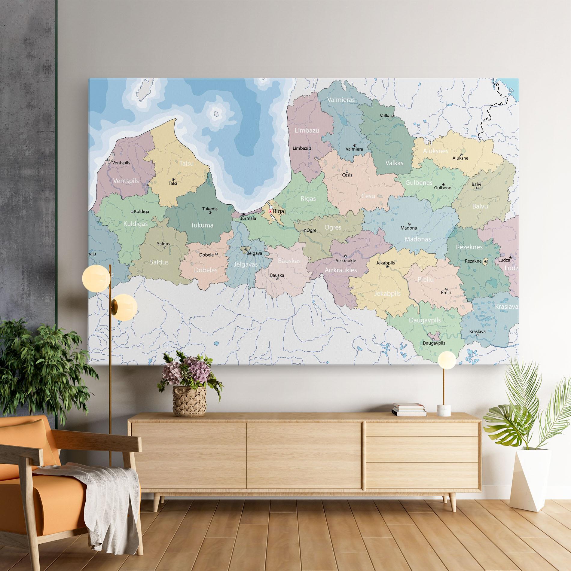 Vászonkép Latvia Color Map mockup 9