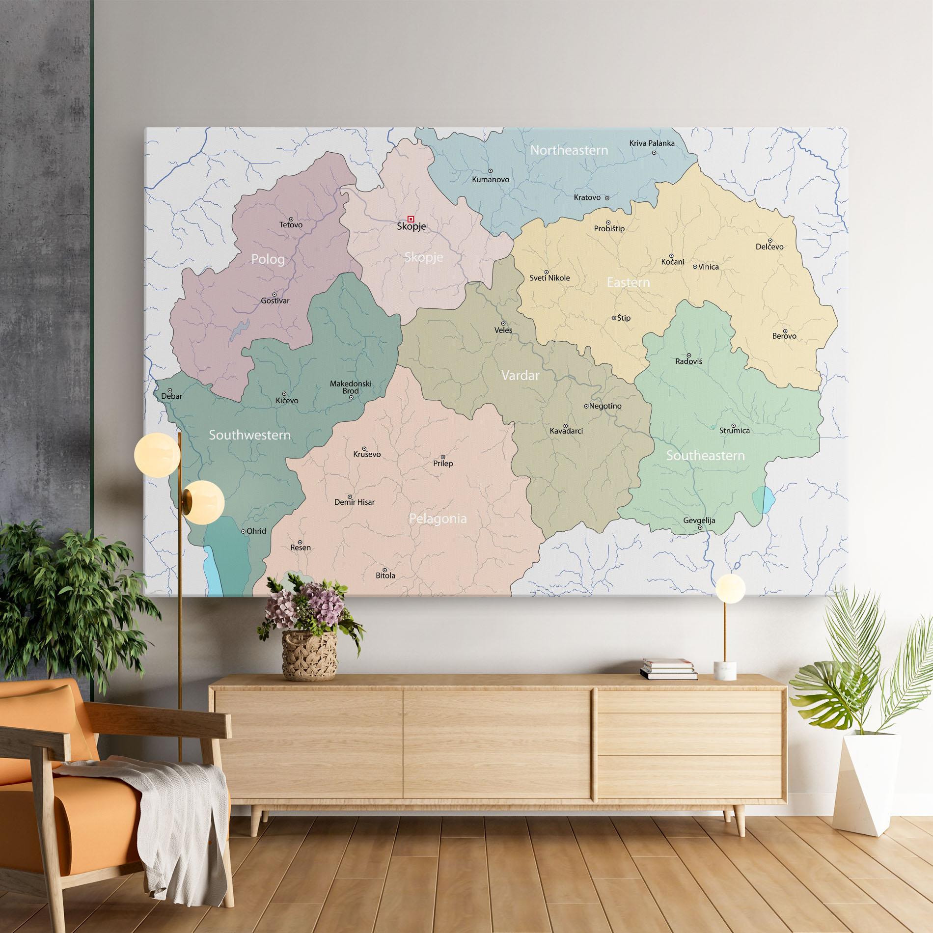 Vászonkép North Macedonia Map mockup 9