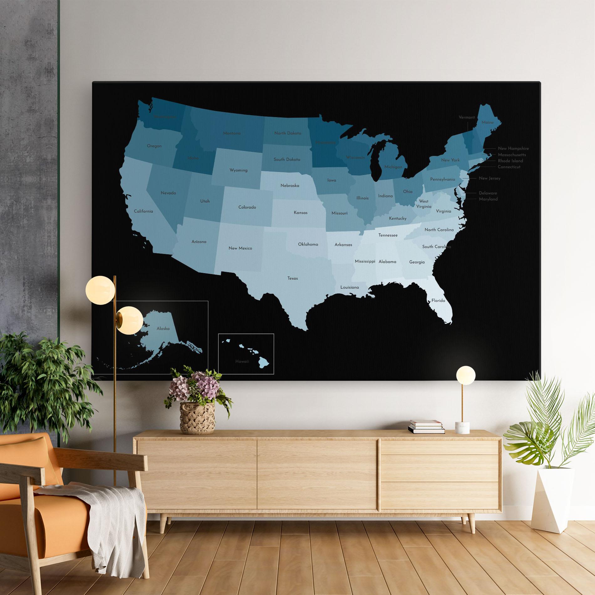 Vászonkép Sua Blue Map mockup 9