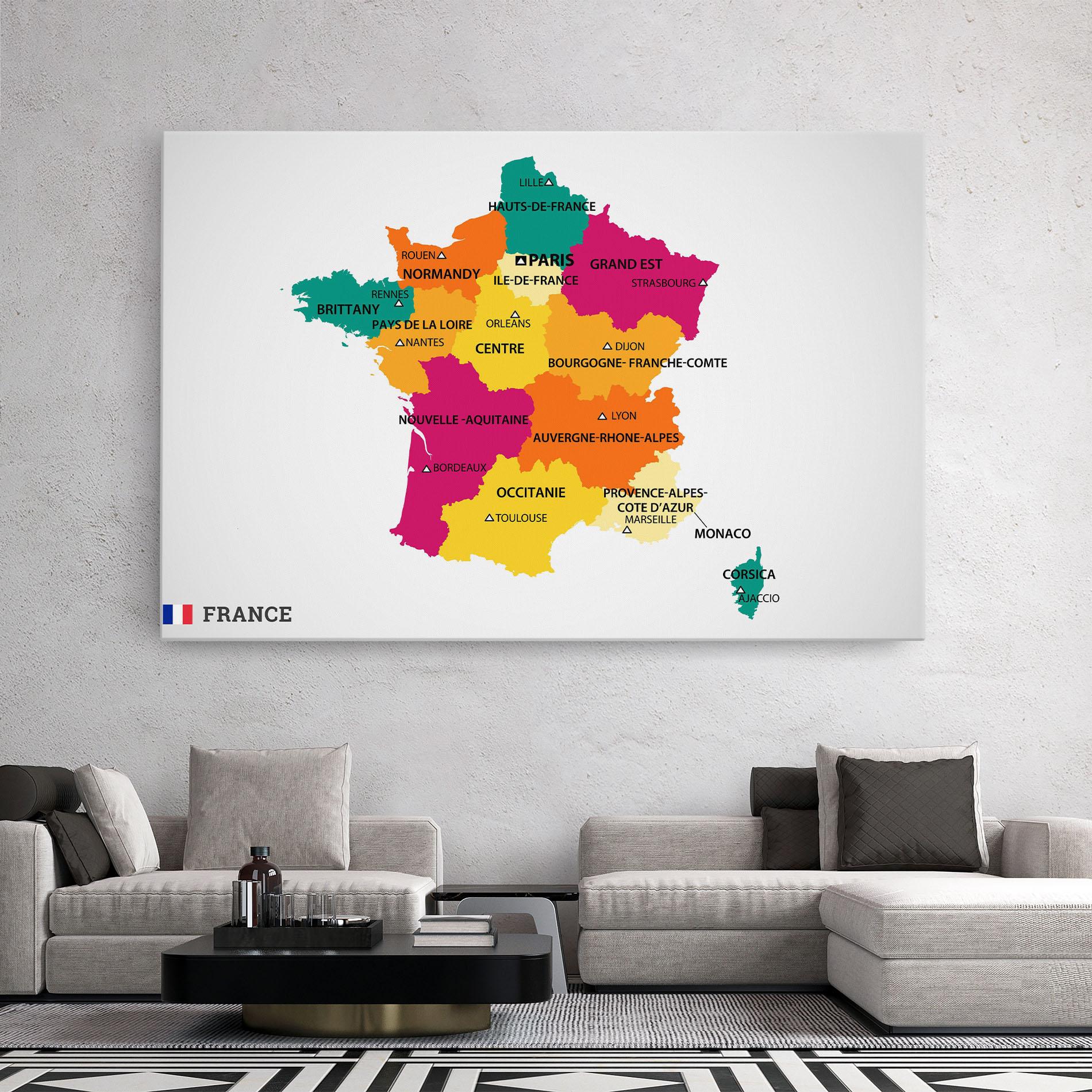 Vászonkép France Color Map mockup 2