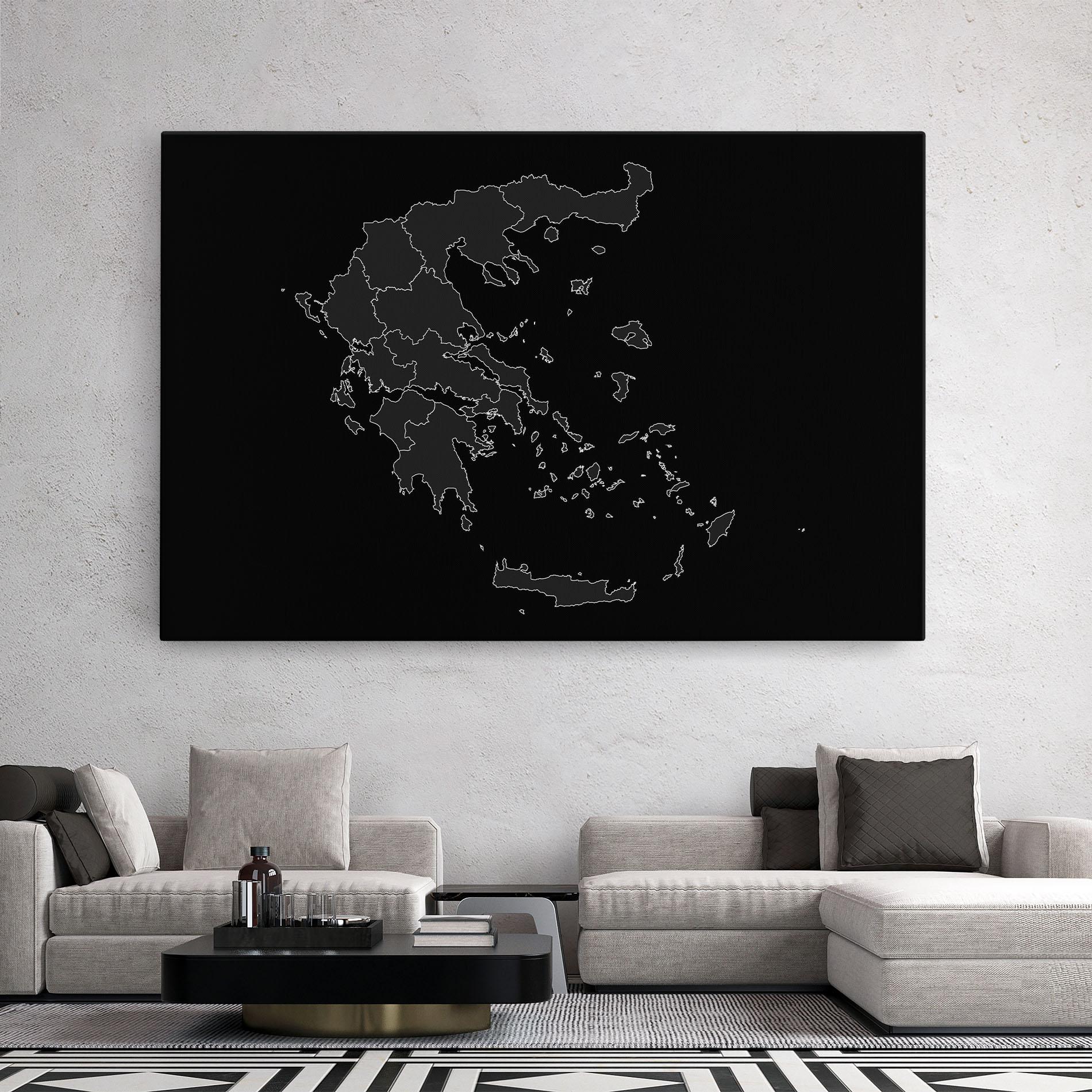 Vászonkép Greece Grey Map mockup 2