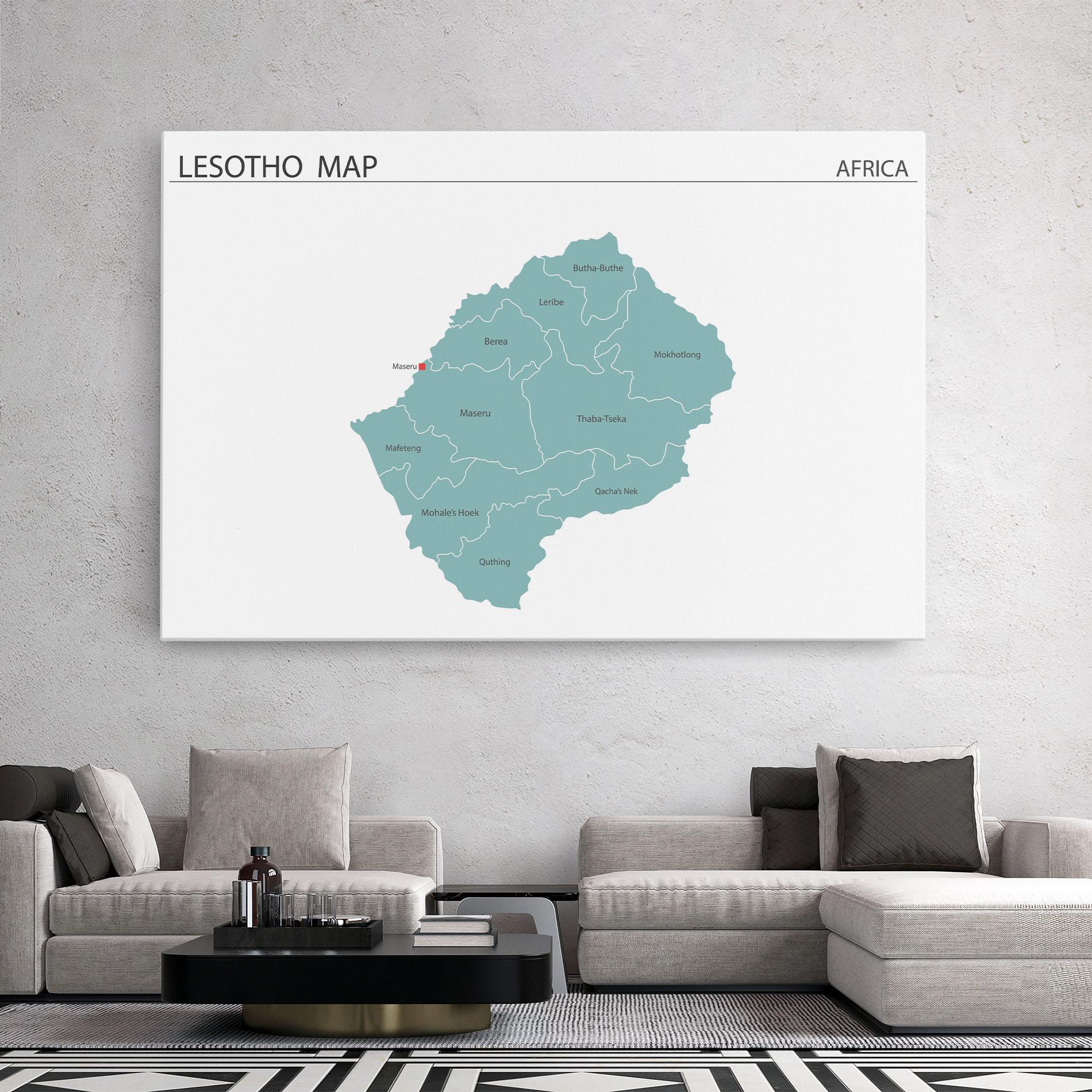 Vászonkép Lesotho Map mockup 2