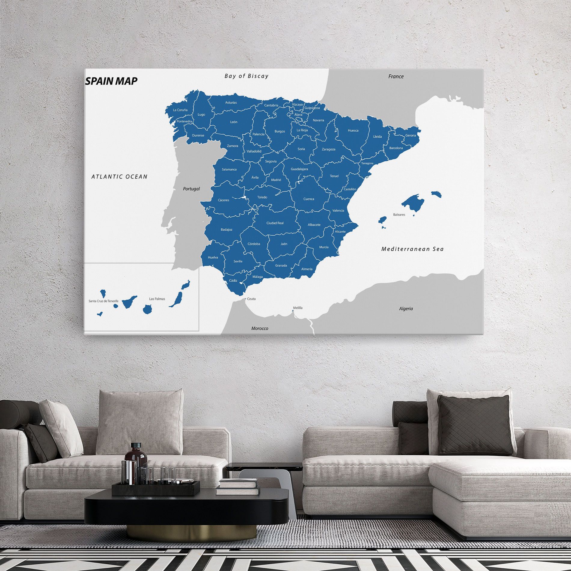 Spain Blue Map mockup 2