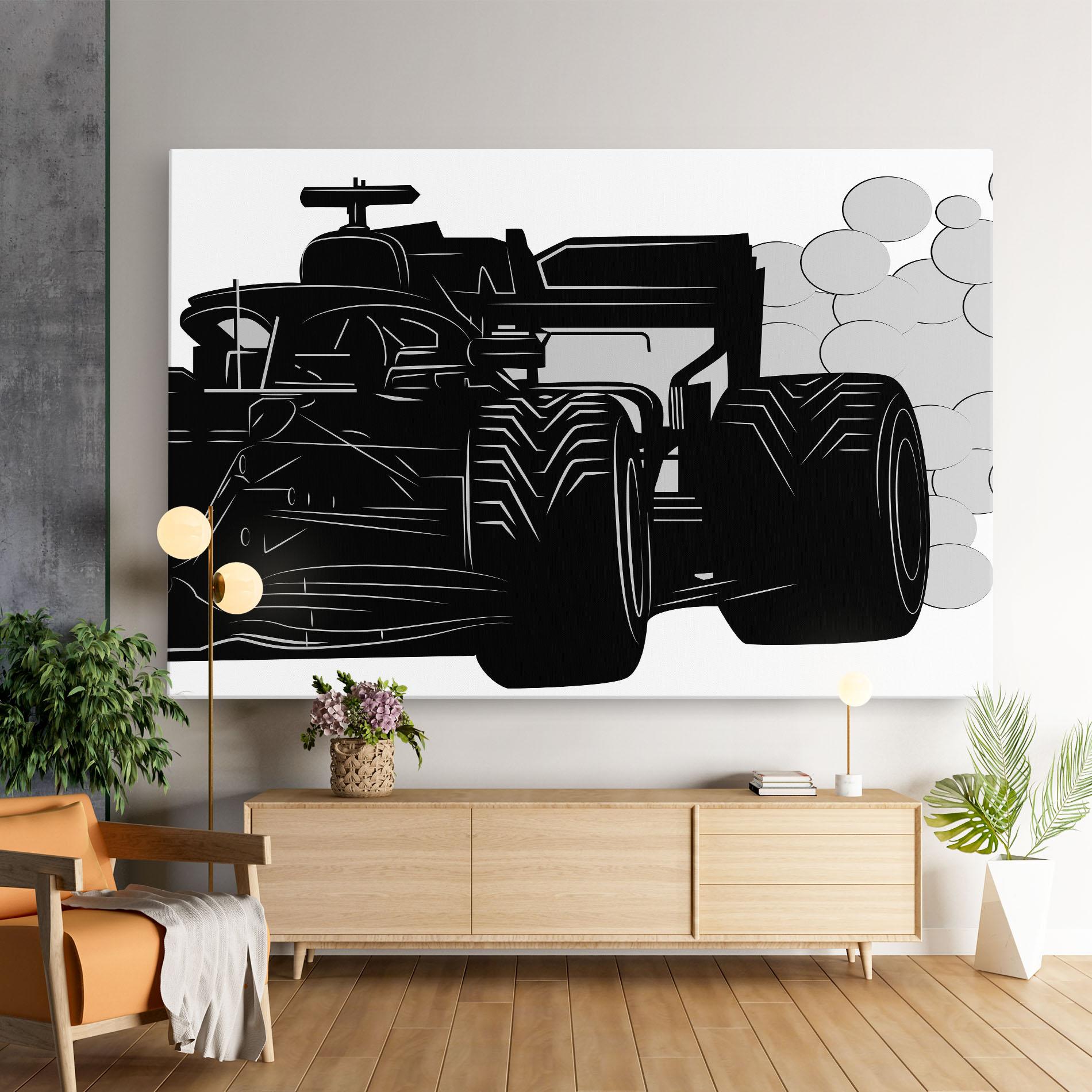 Vászonkép Car F1 Smoke mockup 9