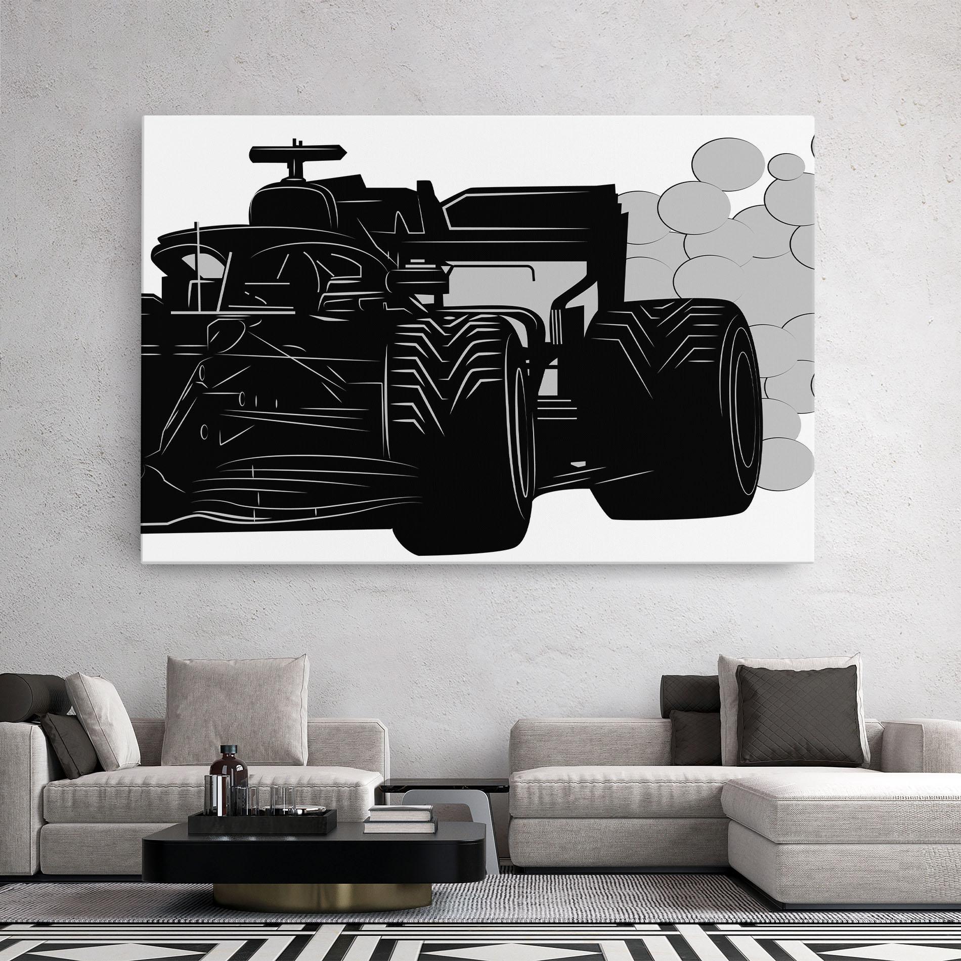 Vászonkép Car F1 Smoke mockup 2