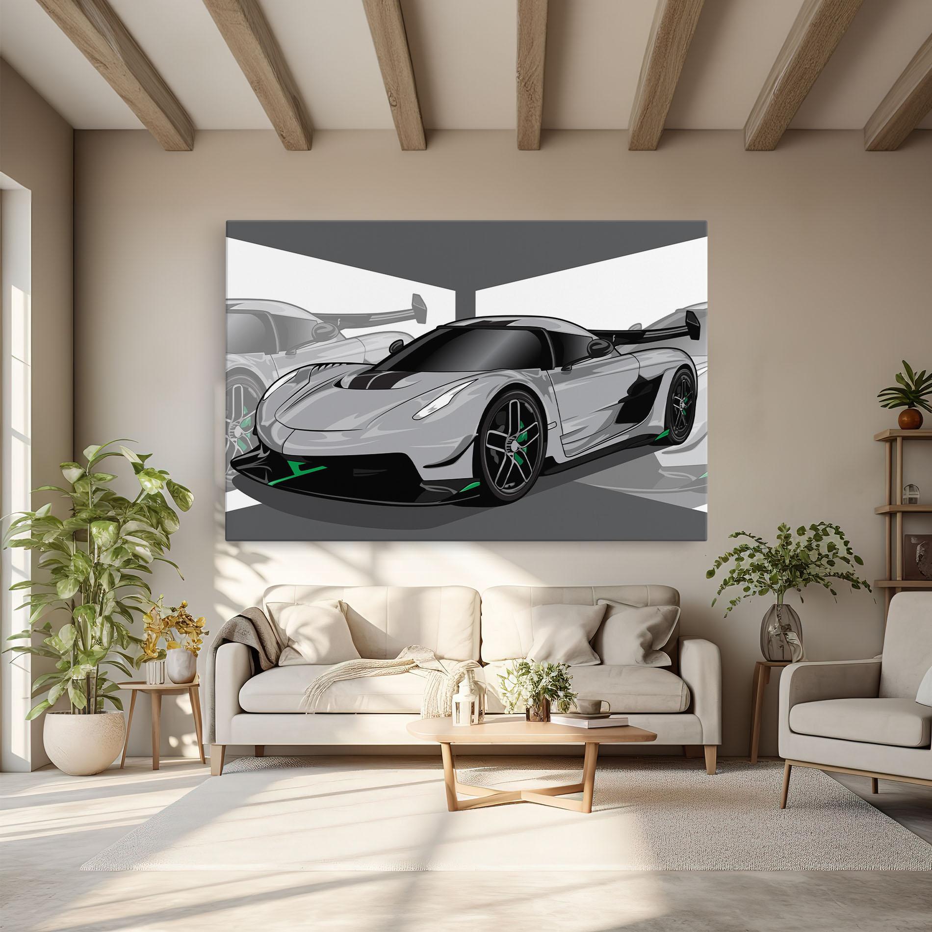 Vászonkép Grey Sport Car mockup 6
