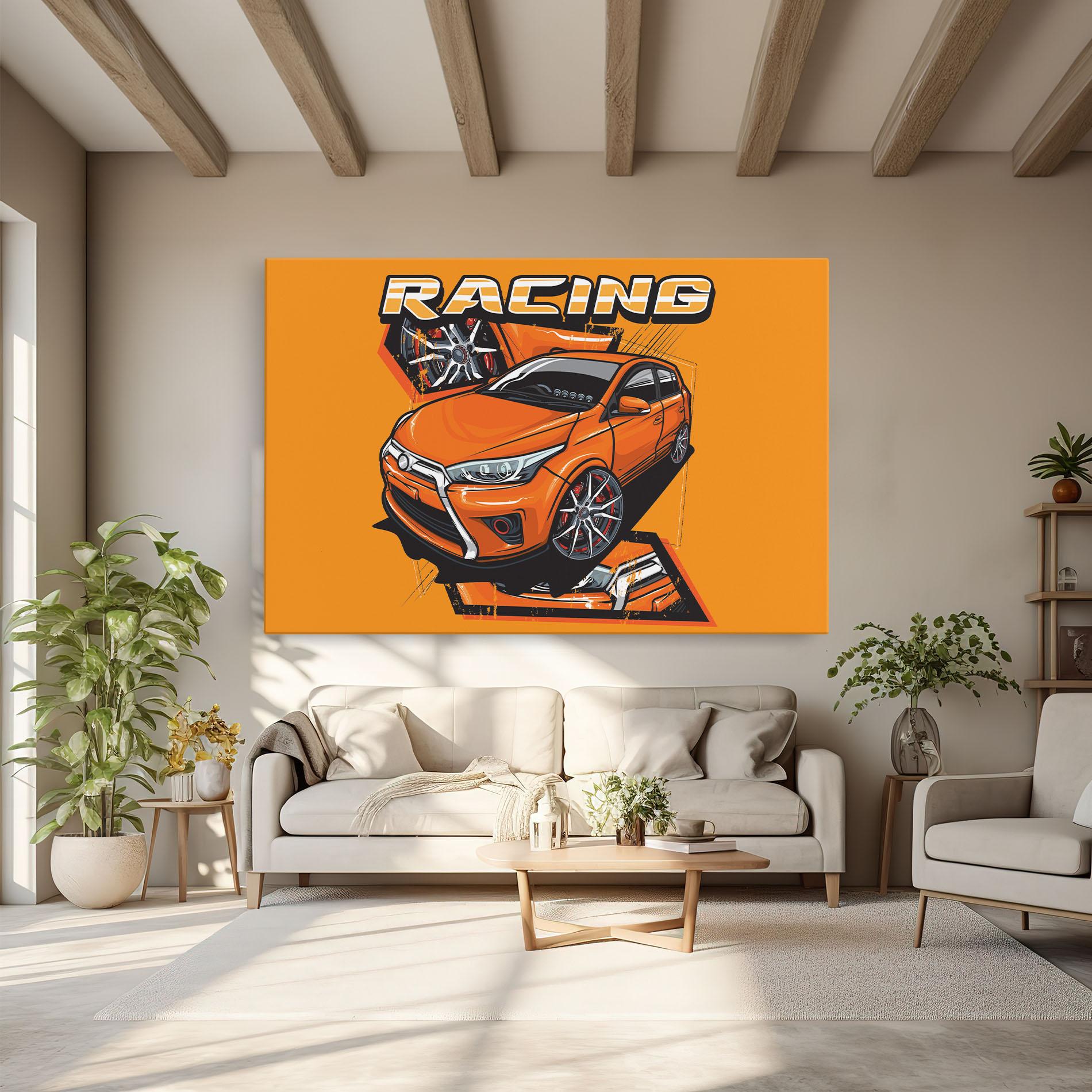 Vászonkép Racing Orange Car mockup 6