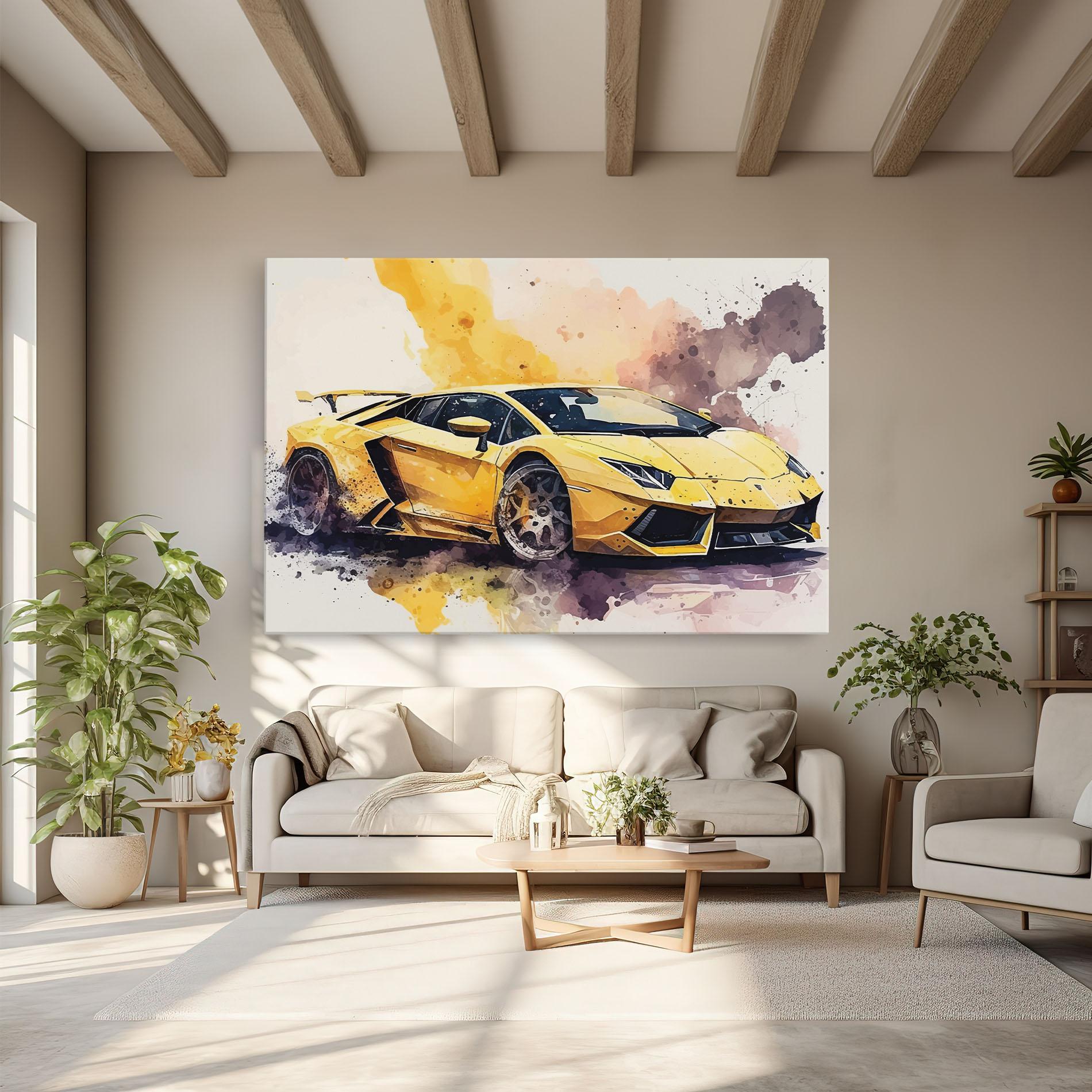 Vászonkép Watercolor Sport Car mockup 6