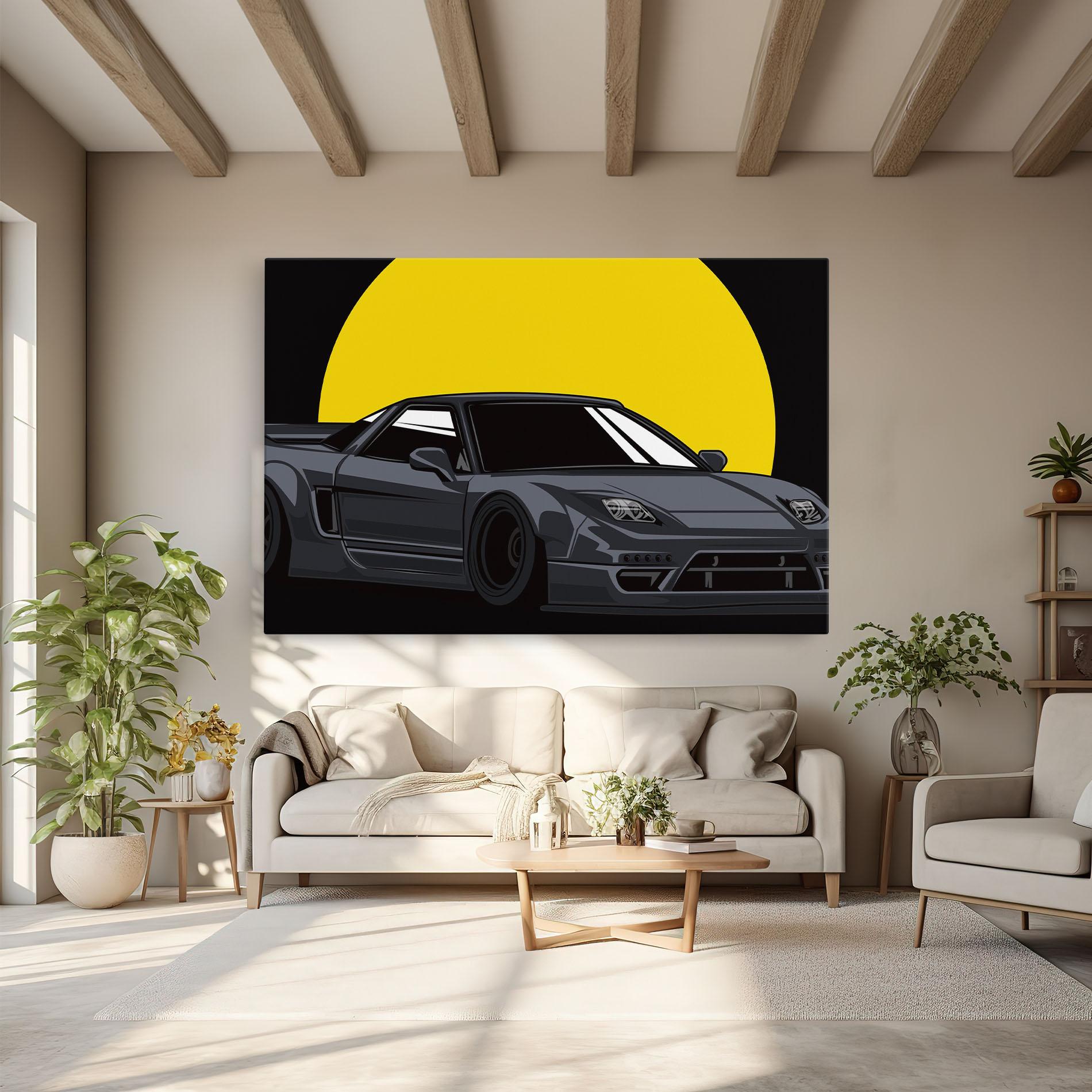 Vászonkép Yellow Sun Car mockup 6