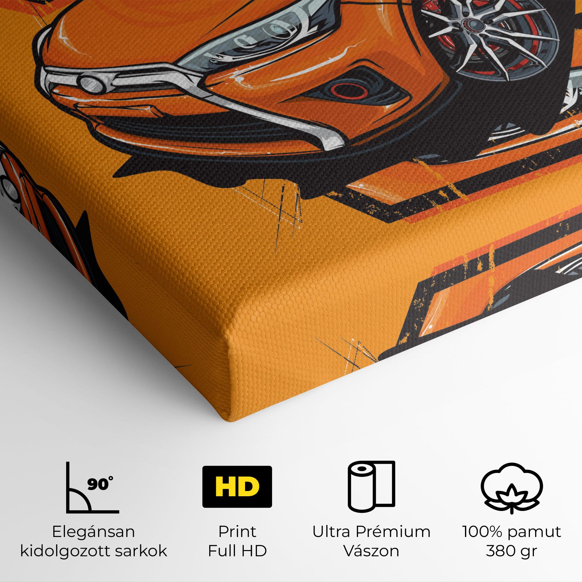 Vászonkép Racing Orange Car mockup 4