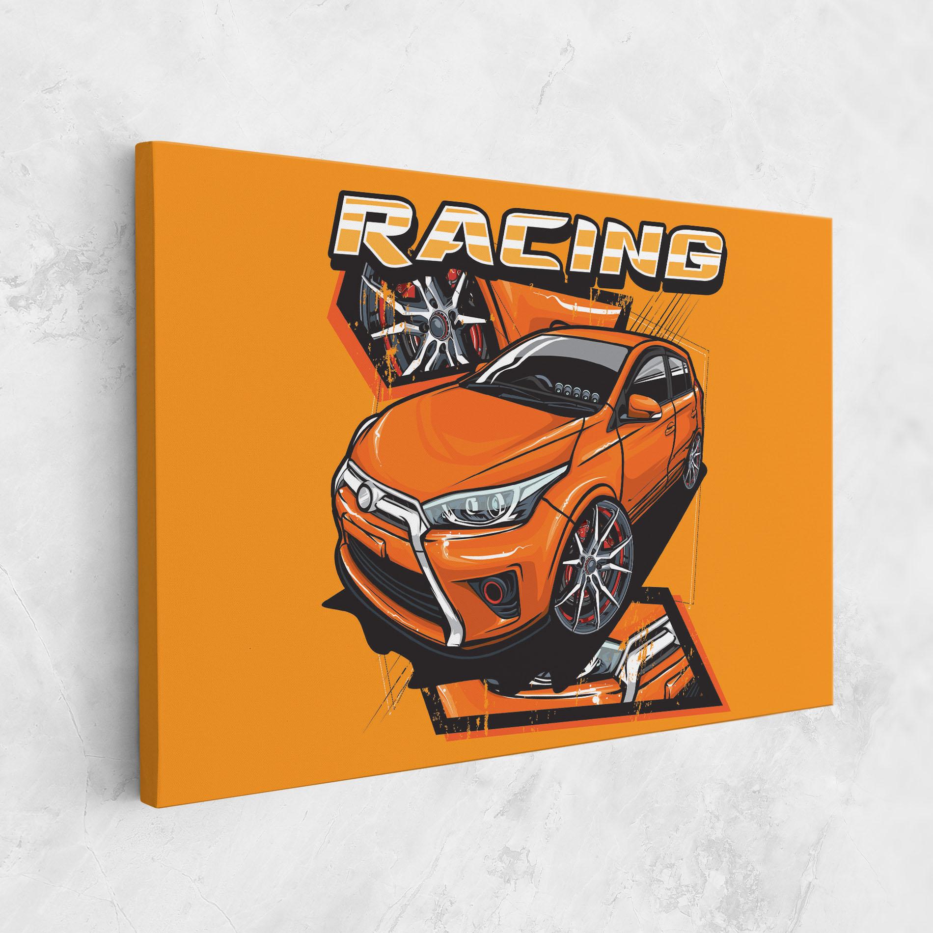 Vászonkép Racing Orange Car mockup 1