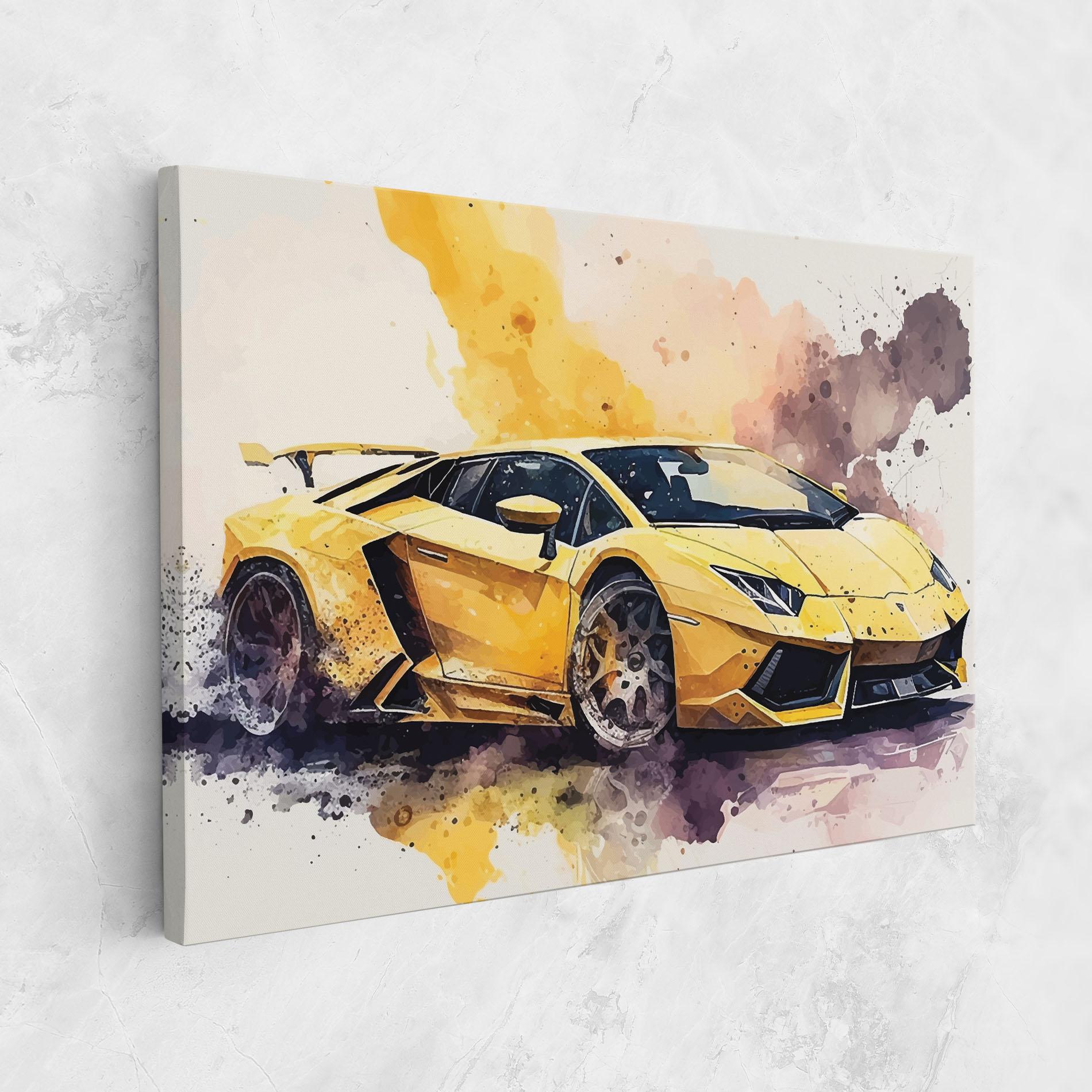 Vászonkép Watercolor Sport Car mockup 1