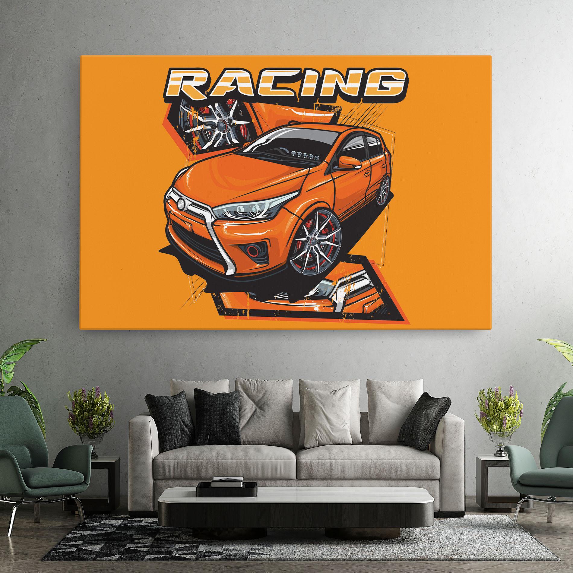 Vászonkép Racing Orange Car mockup 7