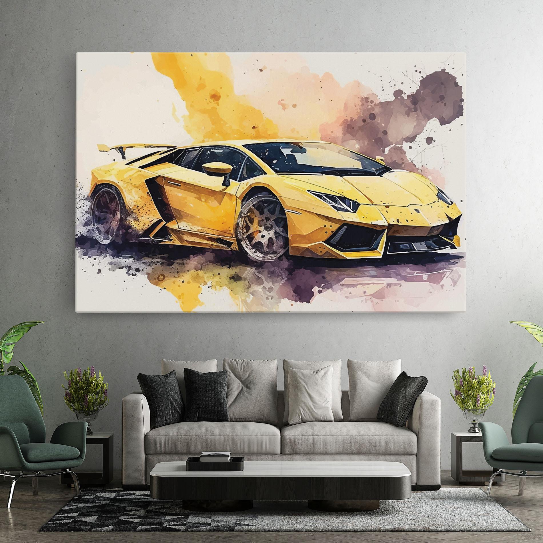 Vászonkép Watercolor Sport Car mockup 7