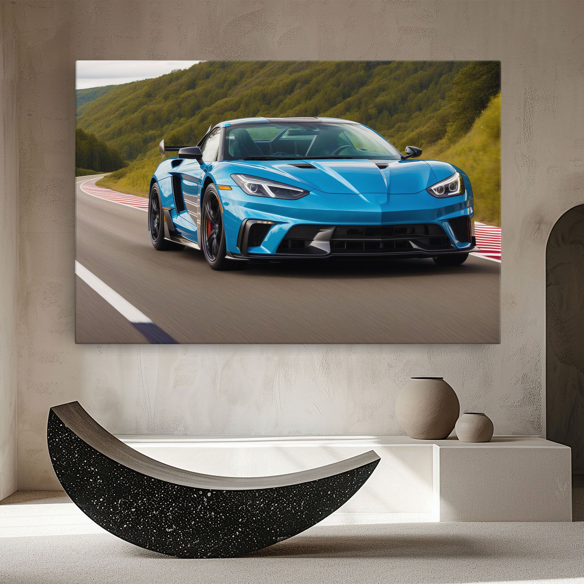 Blue Sport Car mockup 8