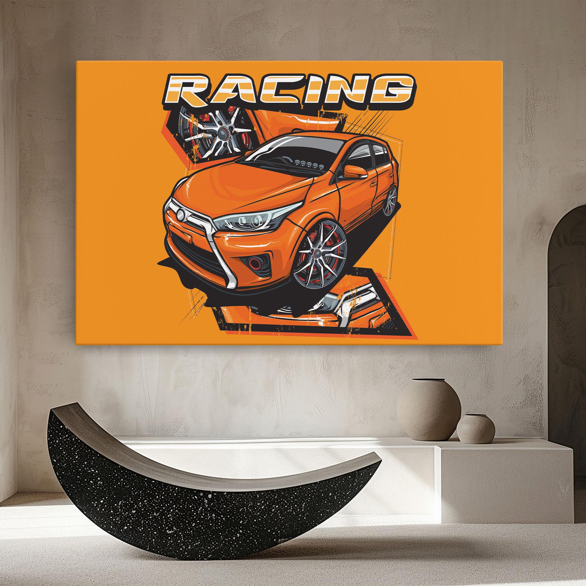 Vászonkép Racing Orange Car mockup 8