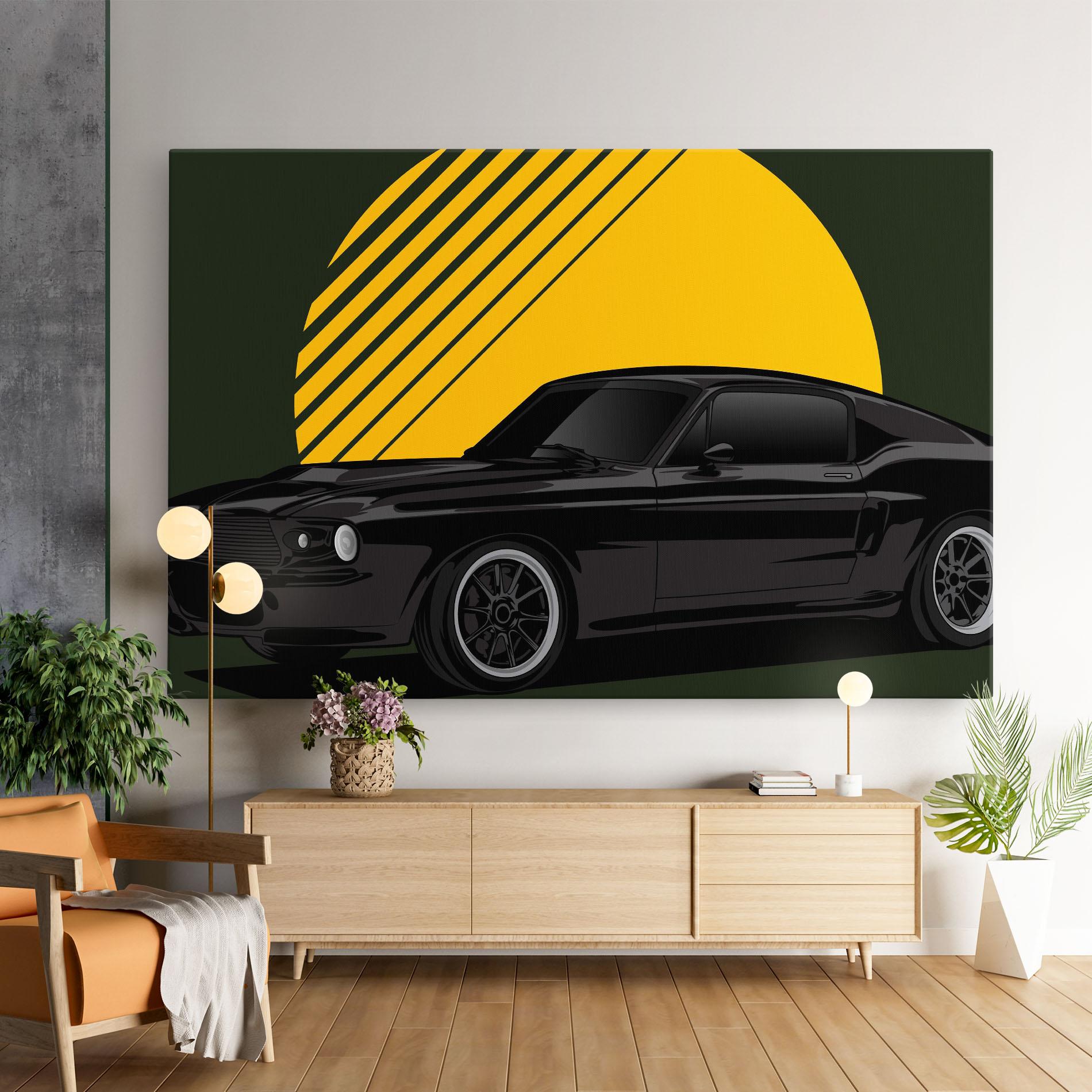 Vászonkép Black Car Sun mockup 9