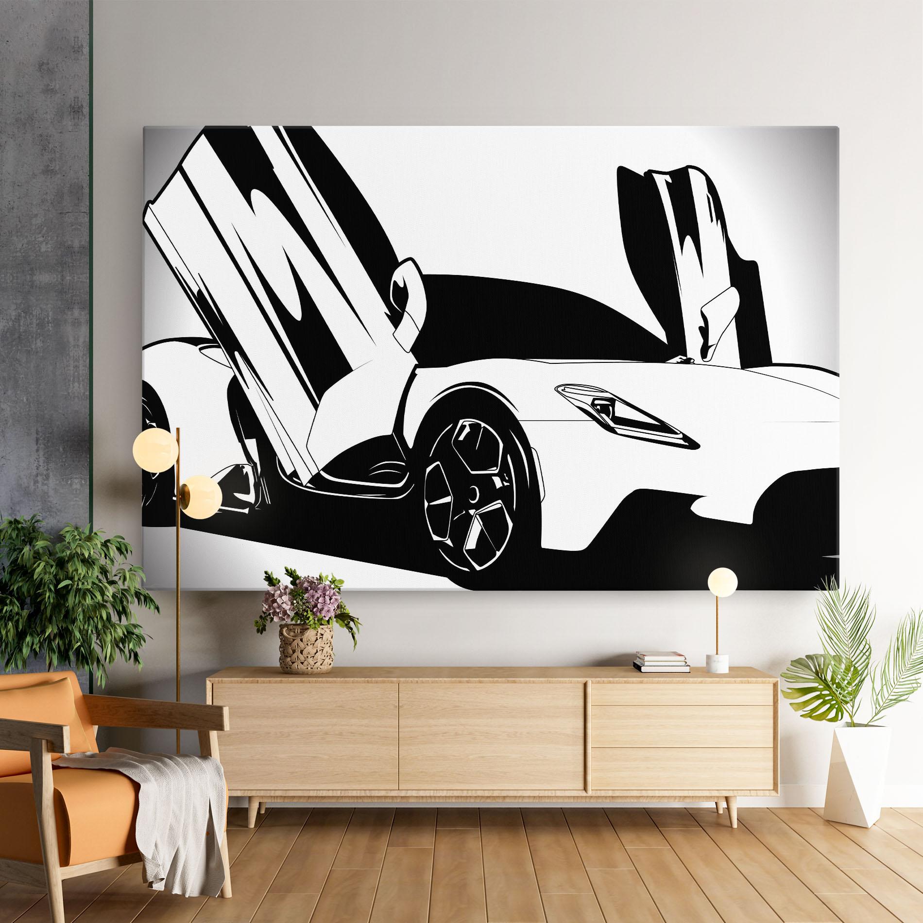 Vászonkép Black White Car mockup 9