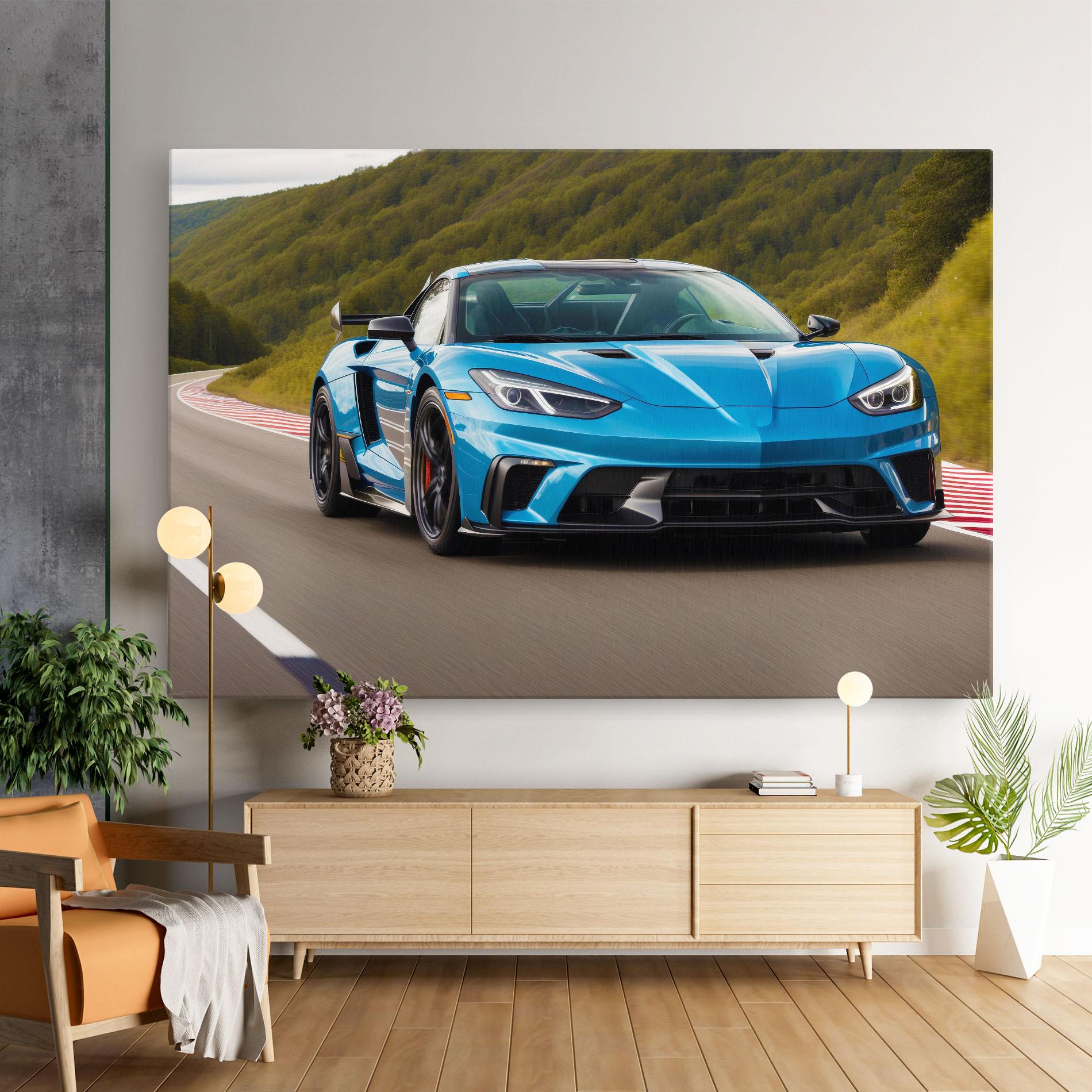 Vászonkép Blue Sport Car mockup 9