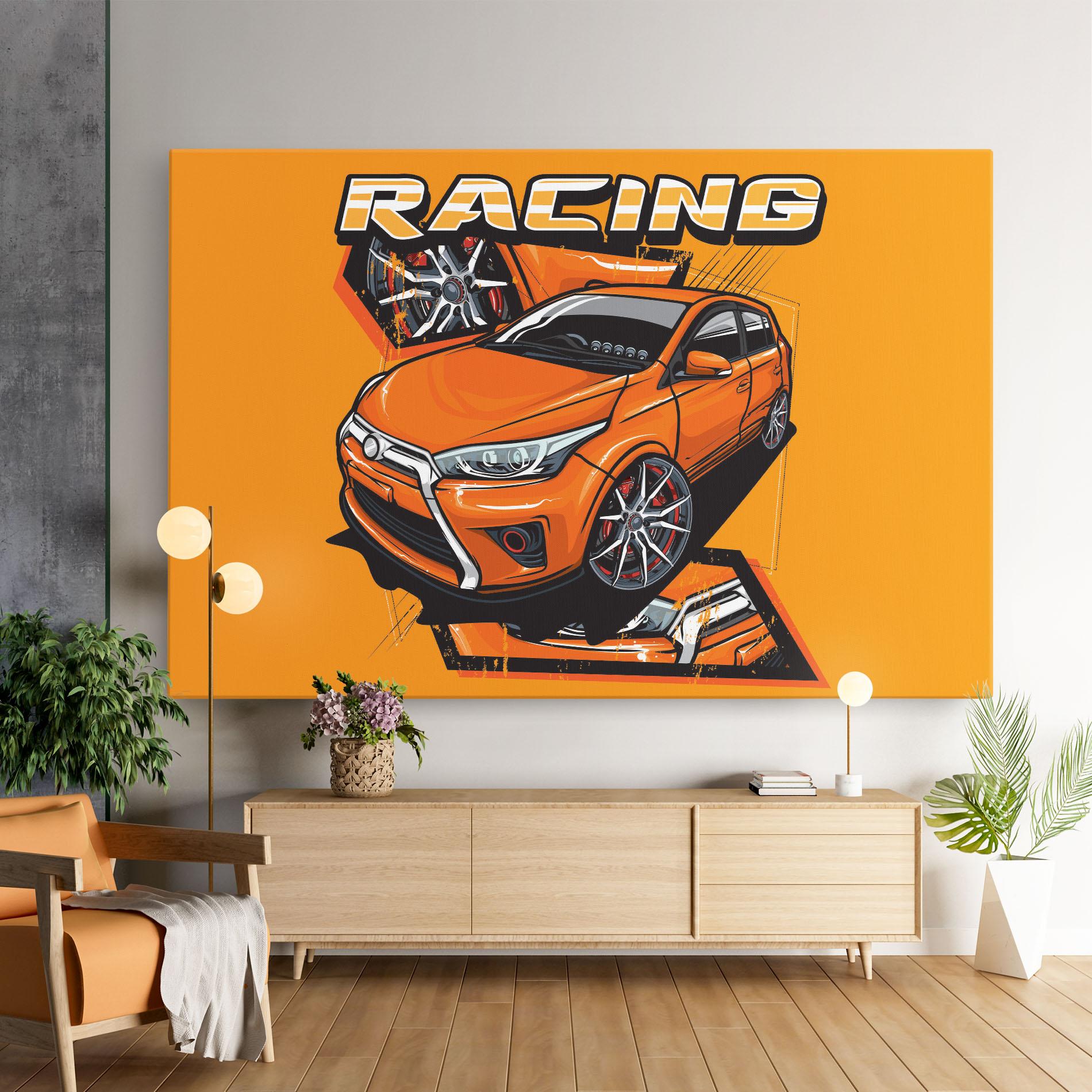 Vászonkép Racing Orange Car mockup 9