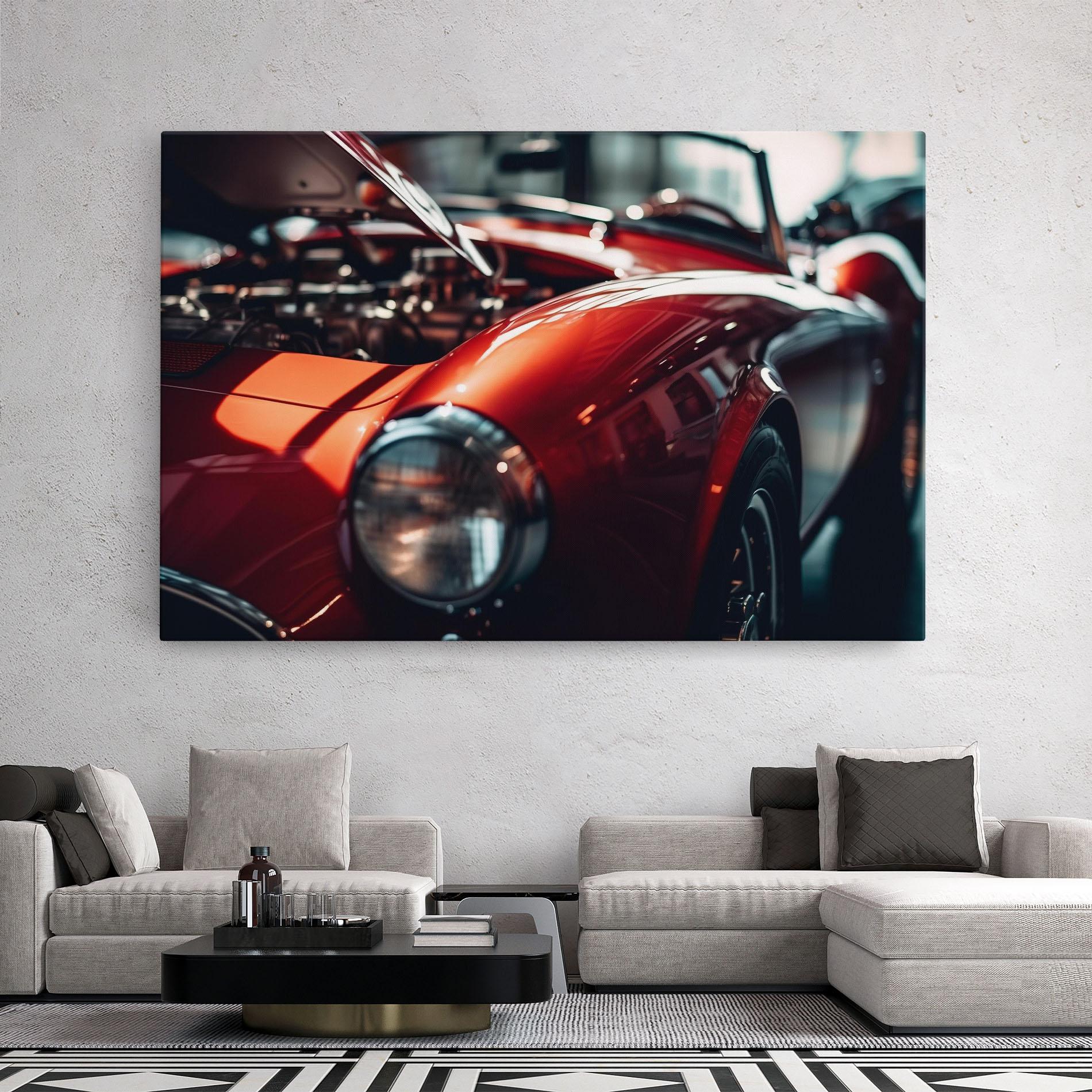 Vászonkép Old Vintage Red Car mockup 2