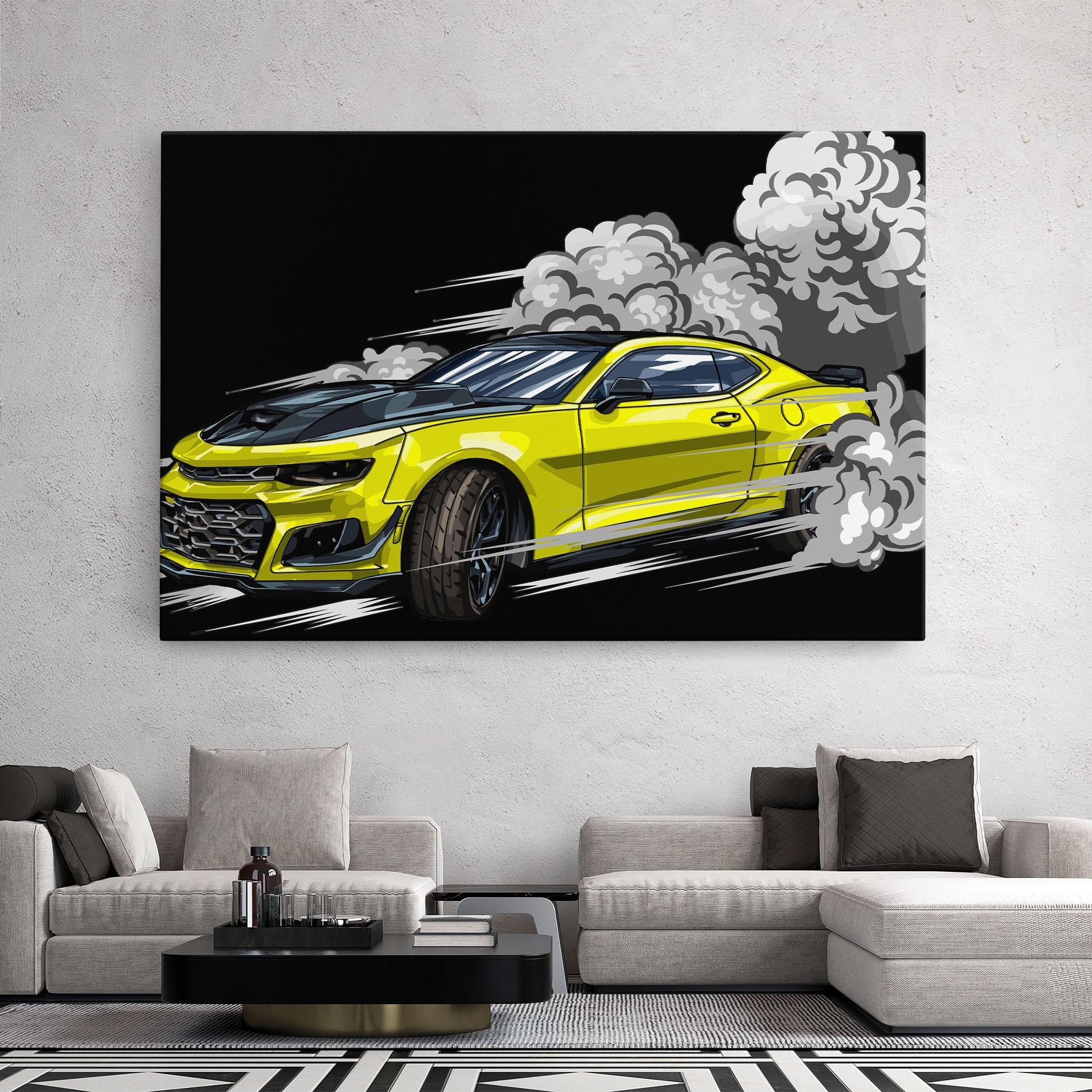 Vászonkép Racing Car Smoke mockup 2