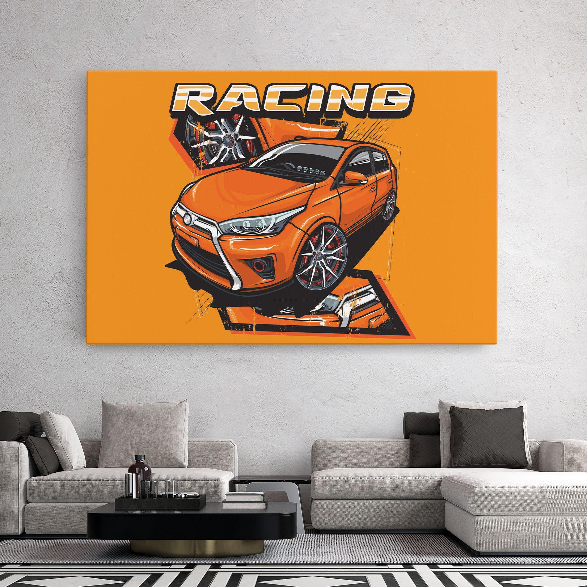 Vászonkép Racing Orange Car mockup 2