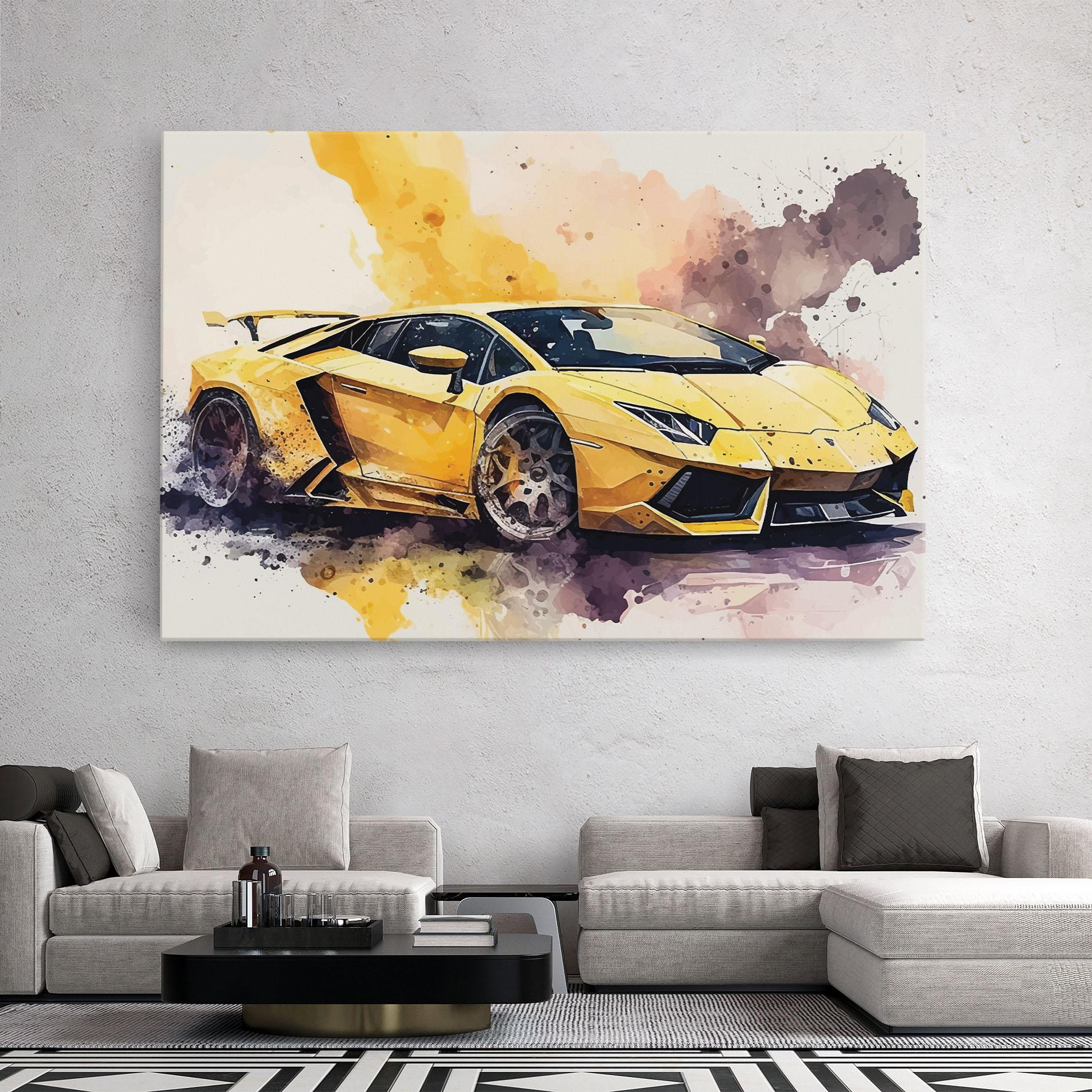 Vászonkép Watercolor Sport Car mockup 2