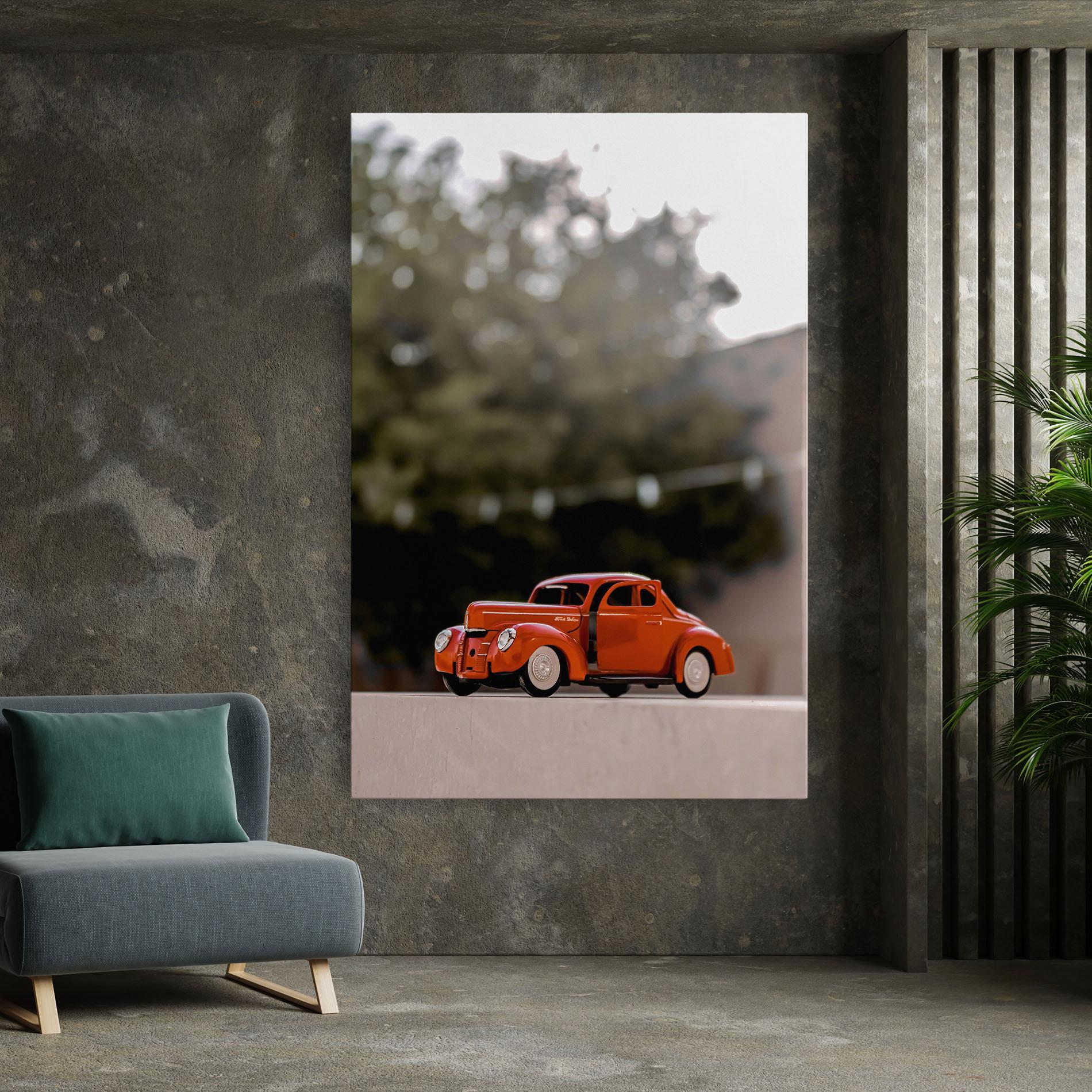 Vászonkép Orange Toy Car mockup 7