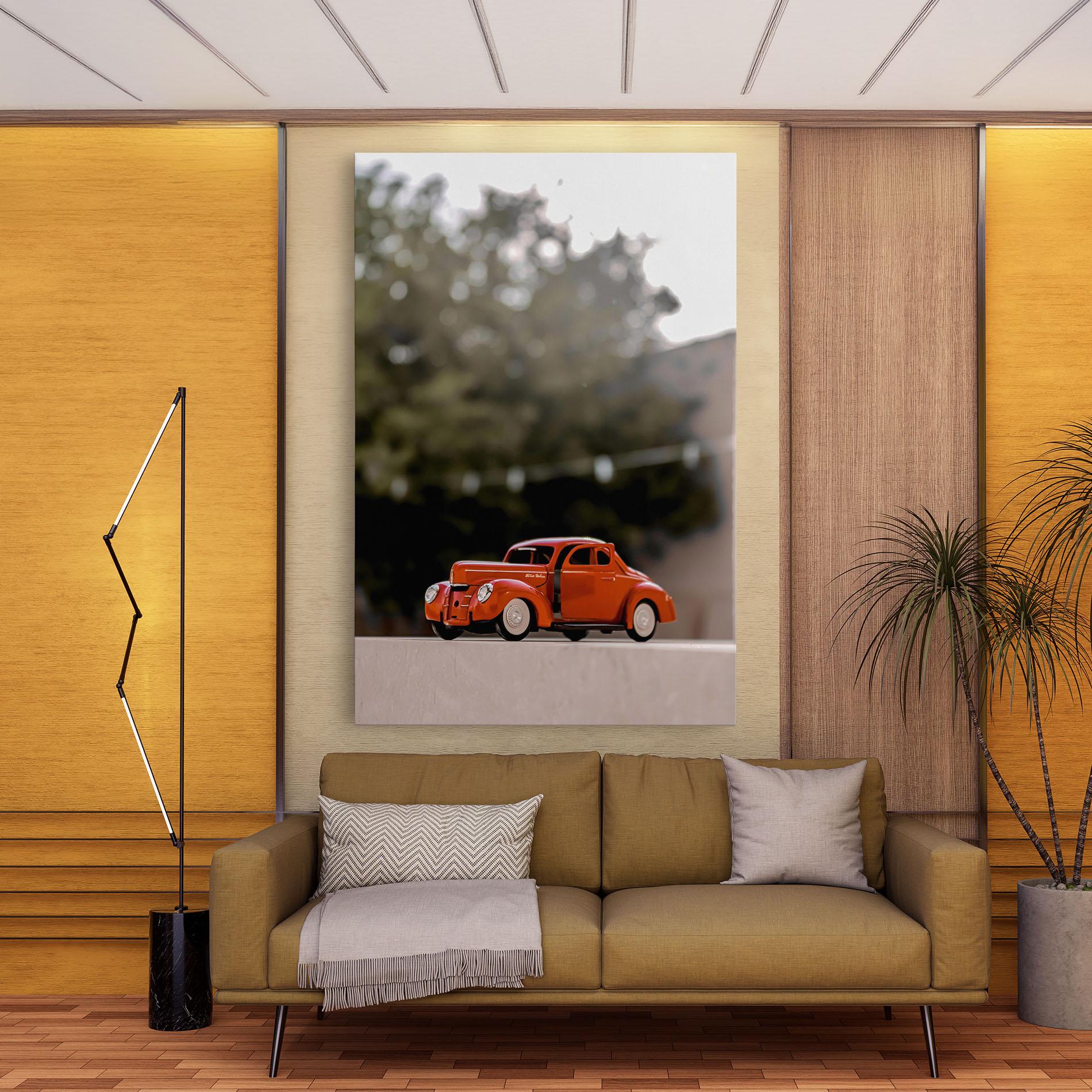 Vászonkép Orange Toy Car mockup 9