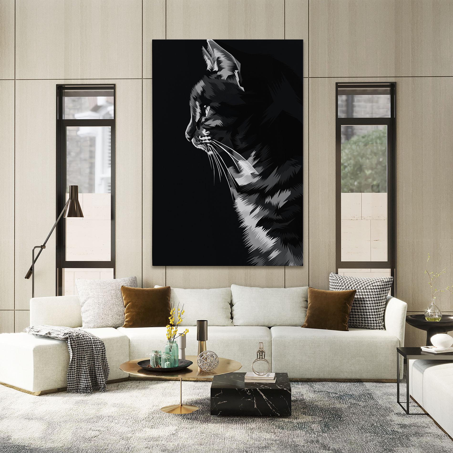 Vászonkép Black Grey Cat mockup 2