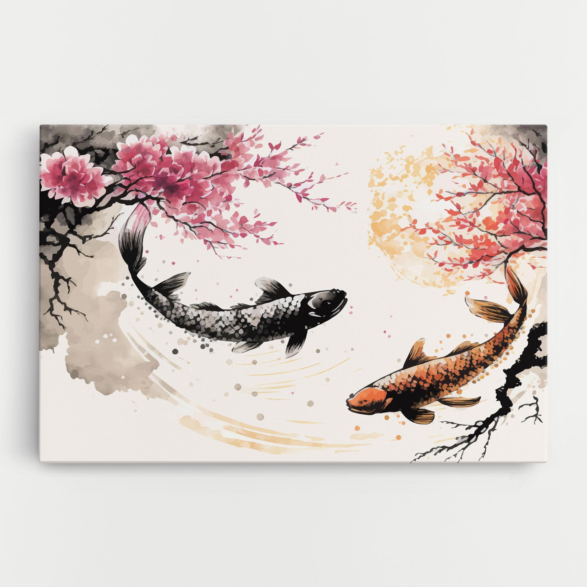 Vászonkép Asiatic Flower Fish mockup 0