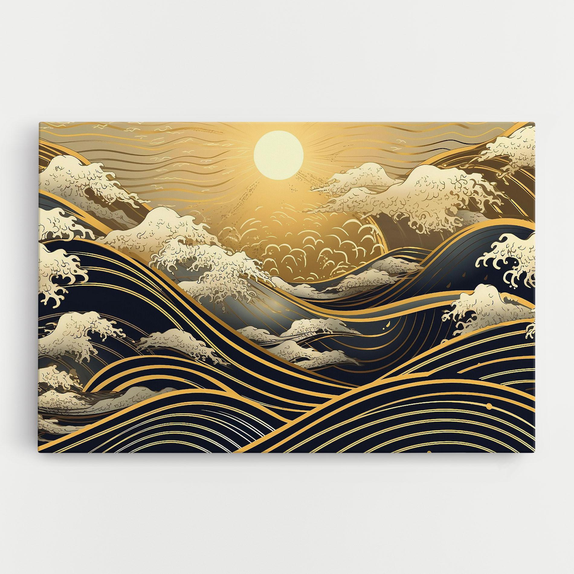Vászonkép Gold Waves Landscape mockup 0