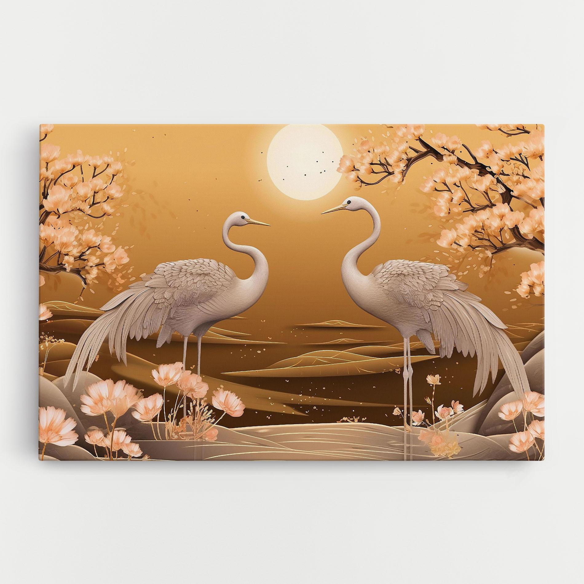 Vászonkép White Chinese Birds mockup 0