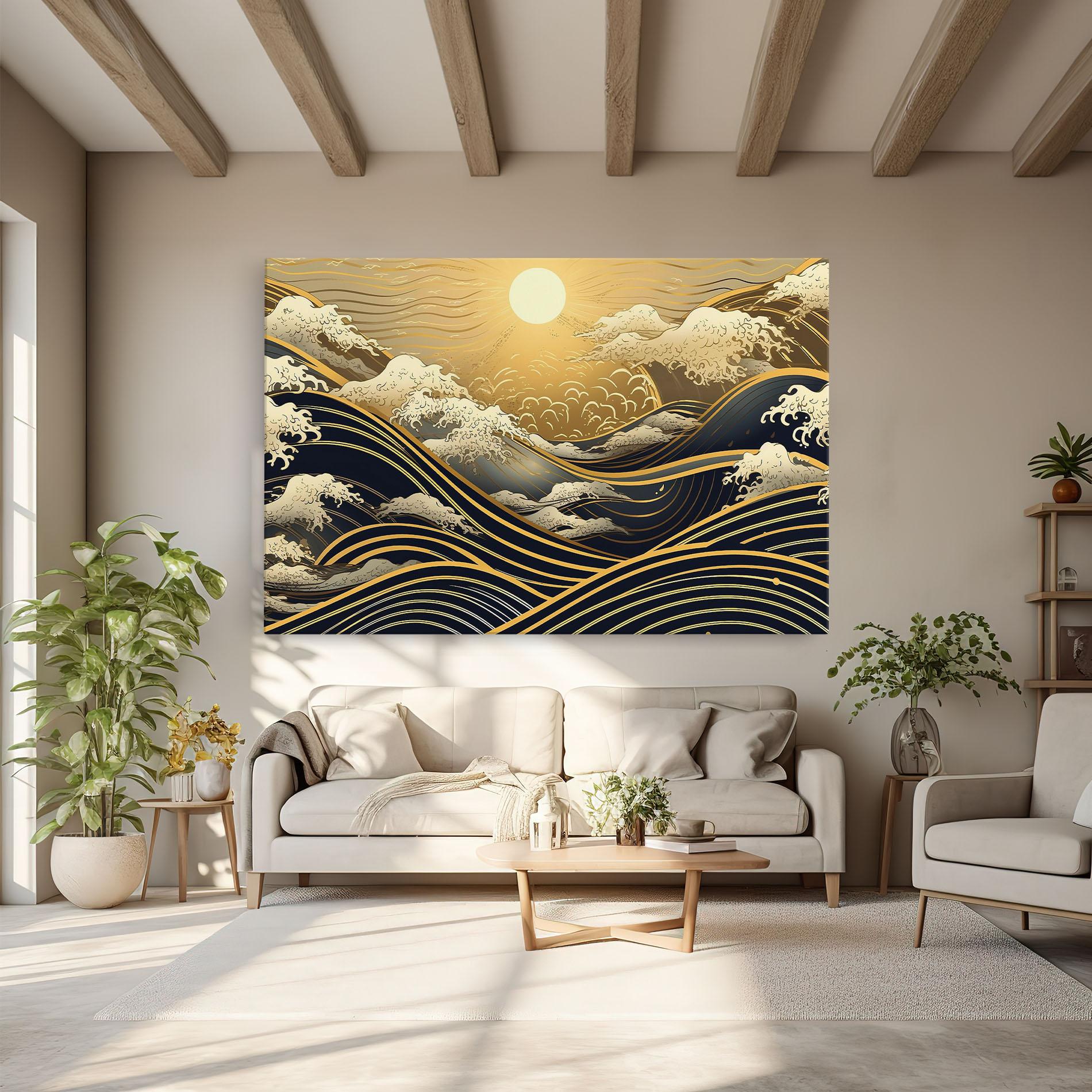 Vászonkép Gold Waves Landscape mockup 6