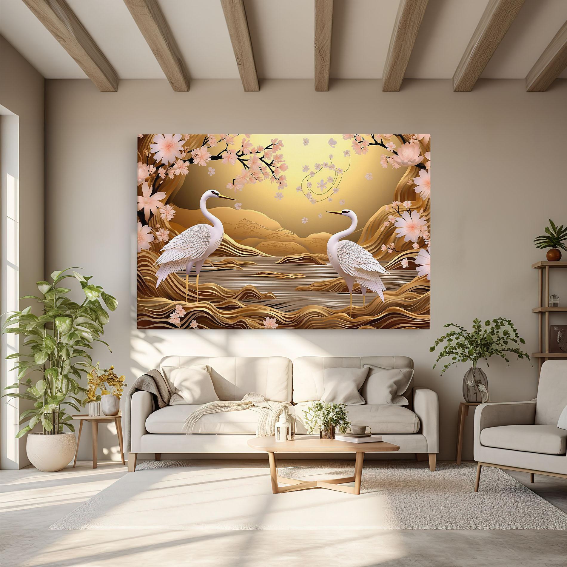 Vászonkép Pink Chinese Flowers mockup 6