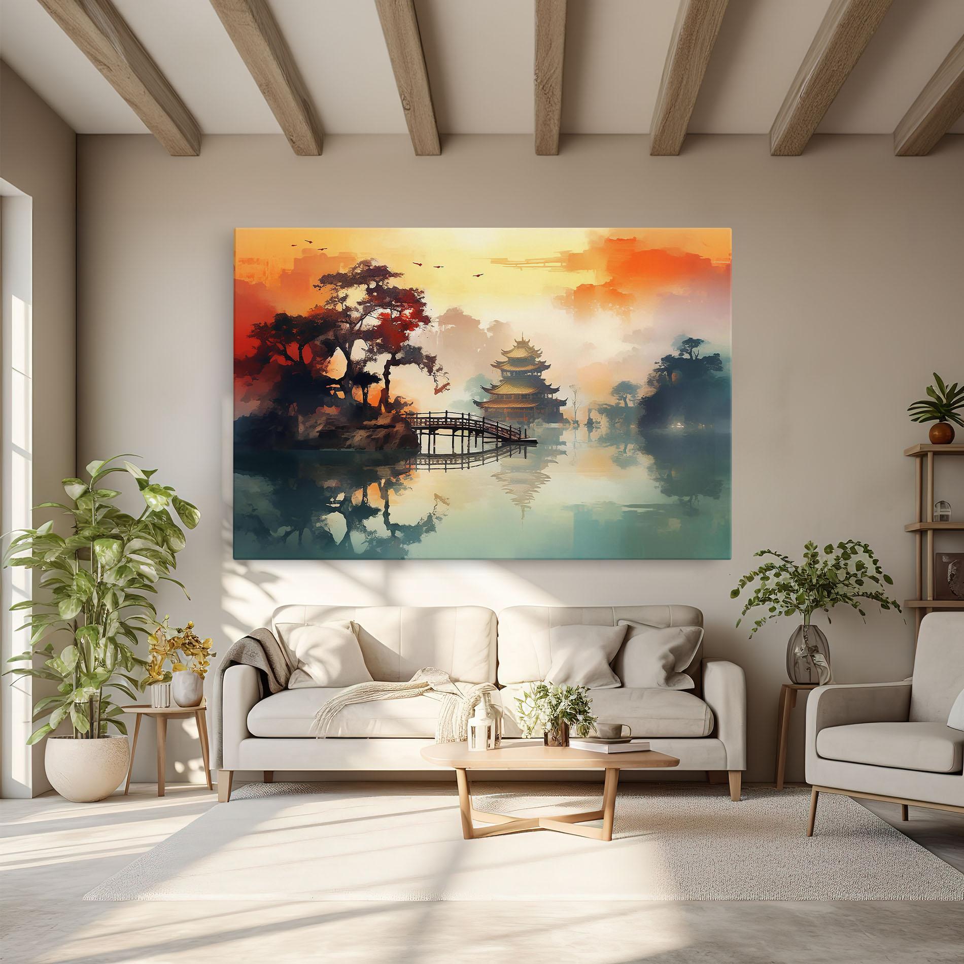 Vászonkép Sunset Fog Water mockup 6