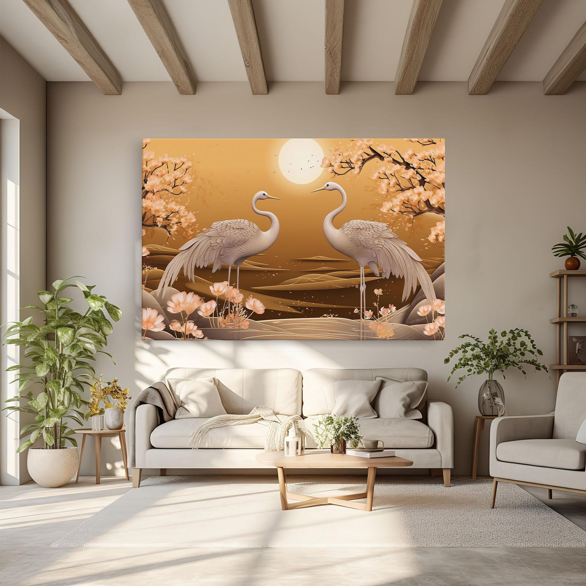 Vászonkép White Chinese Birds mockup 6