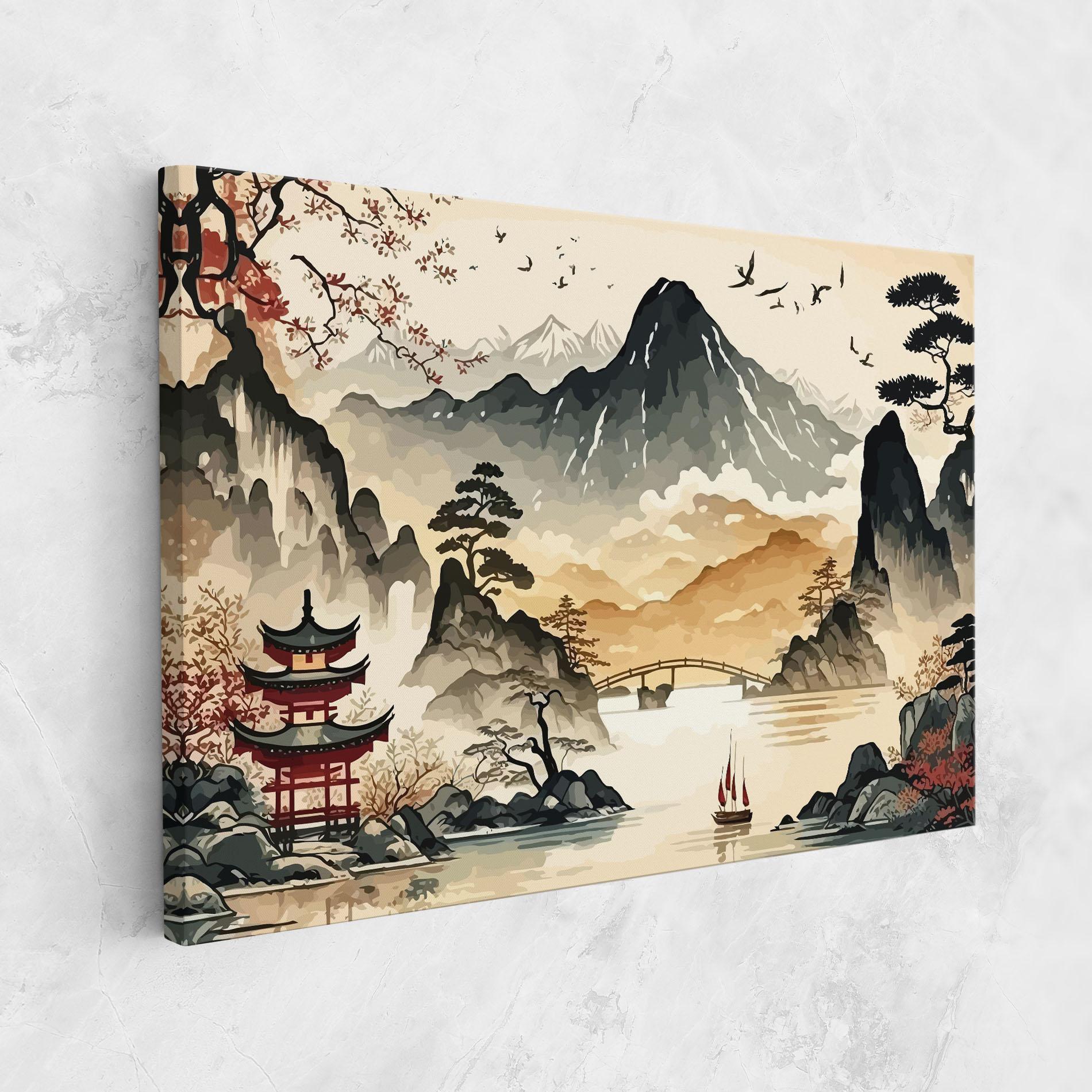 Vászonkép Asian Mountain View mockup 1